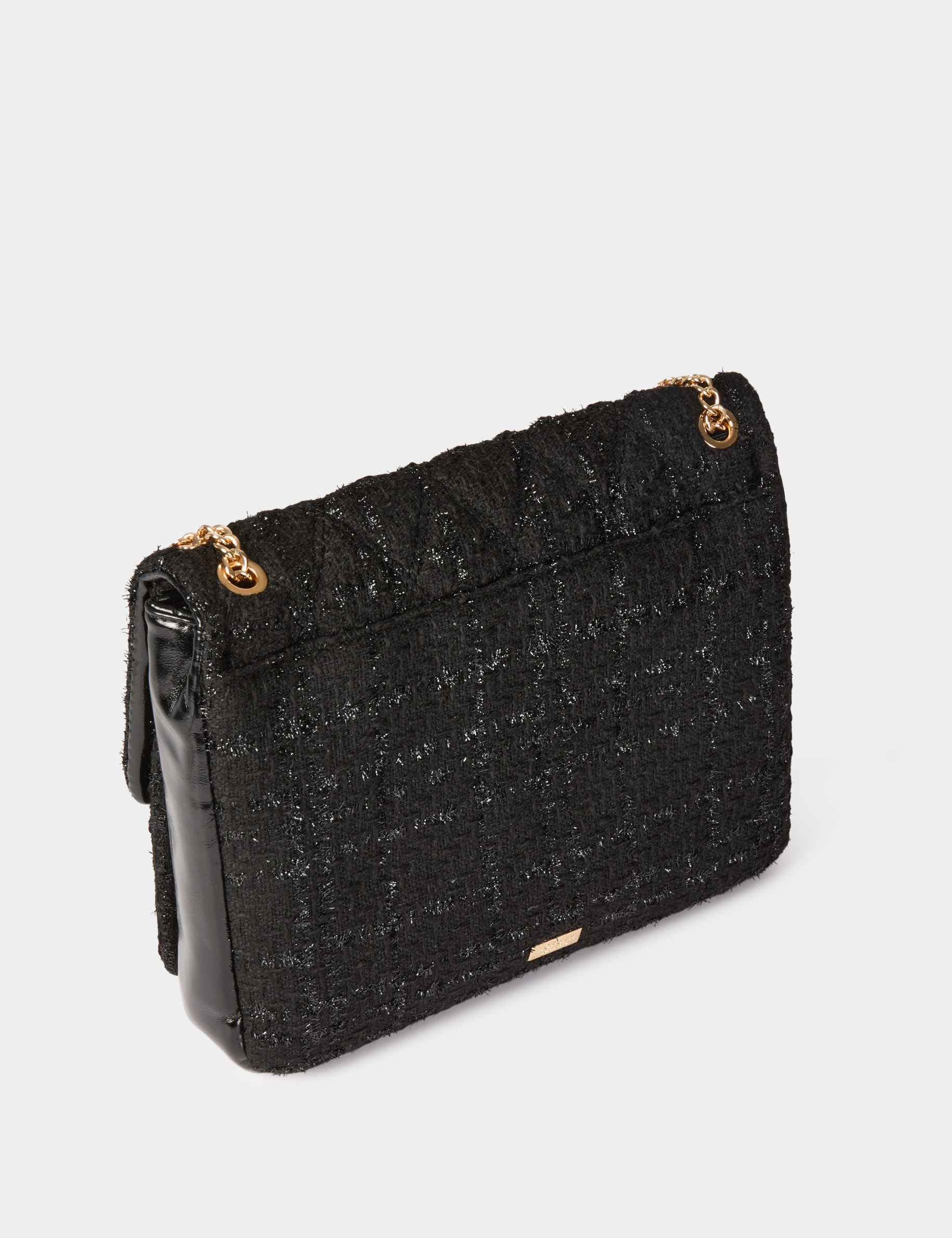 Sac tweed m&eacute;tallis&eacute; noir femme