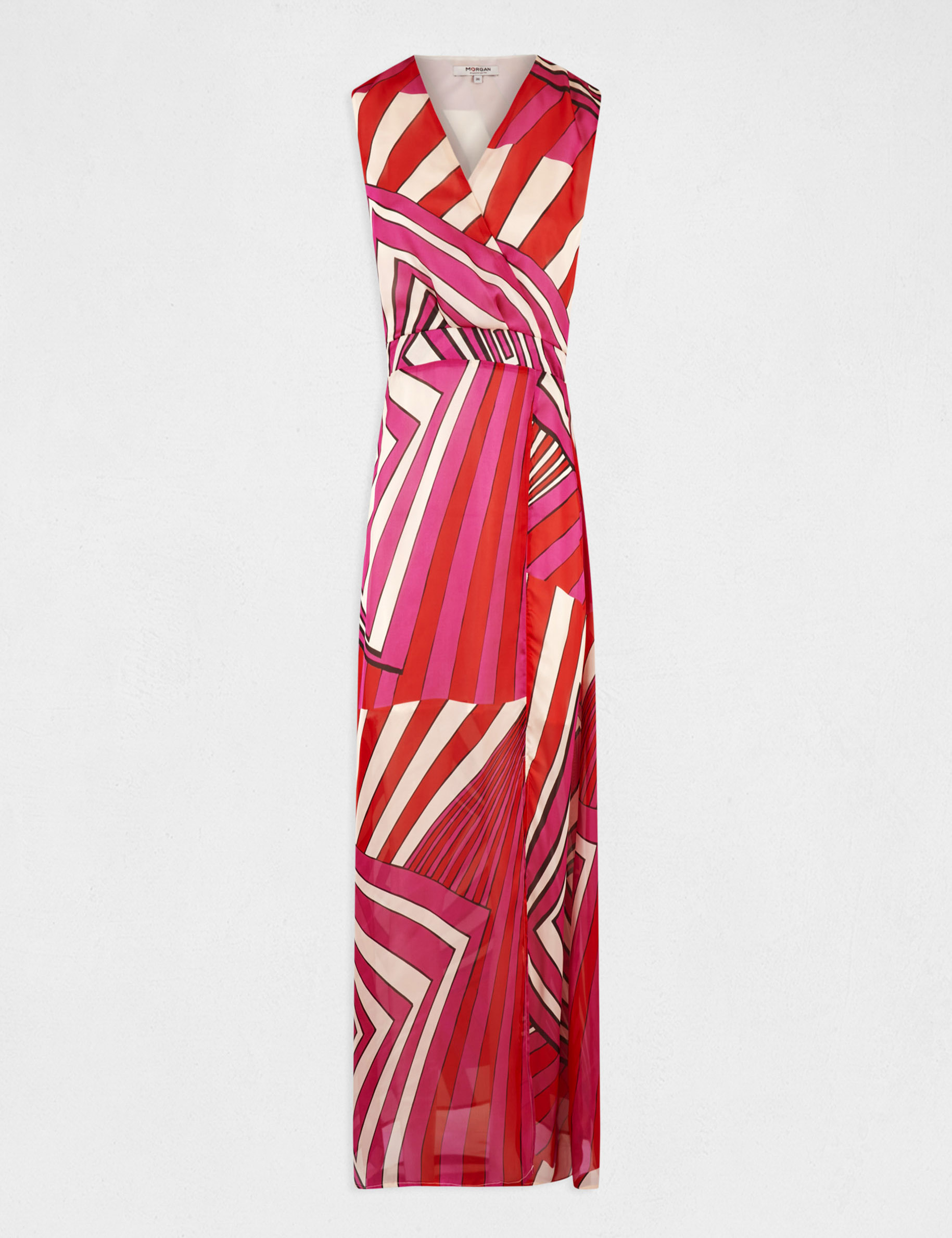 Robe longue cintr&eacute;e imprim&eacute; g&eacute;om&eacute;trique multico femme