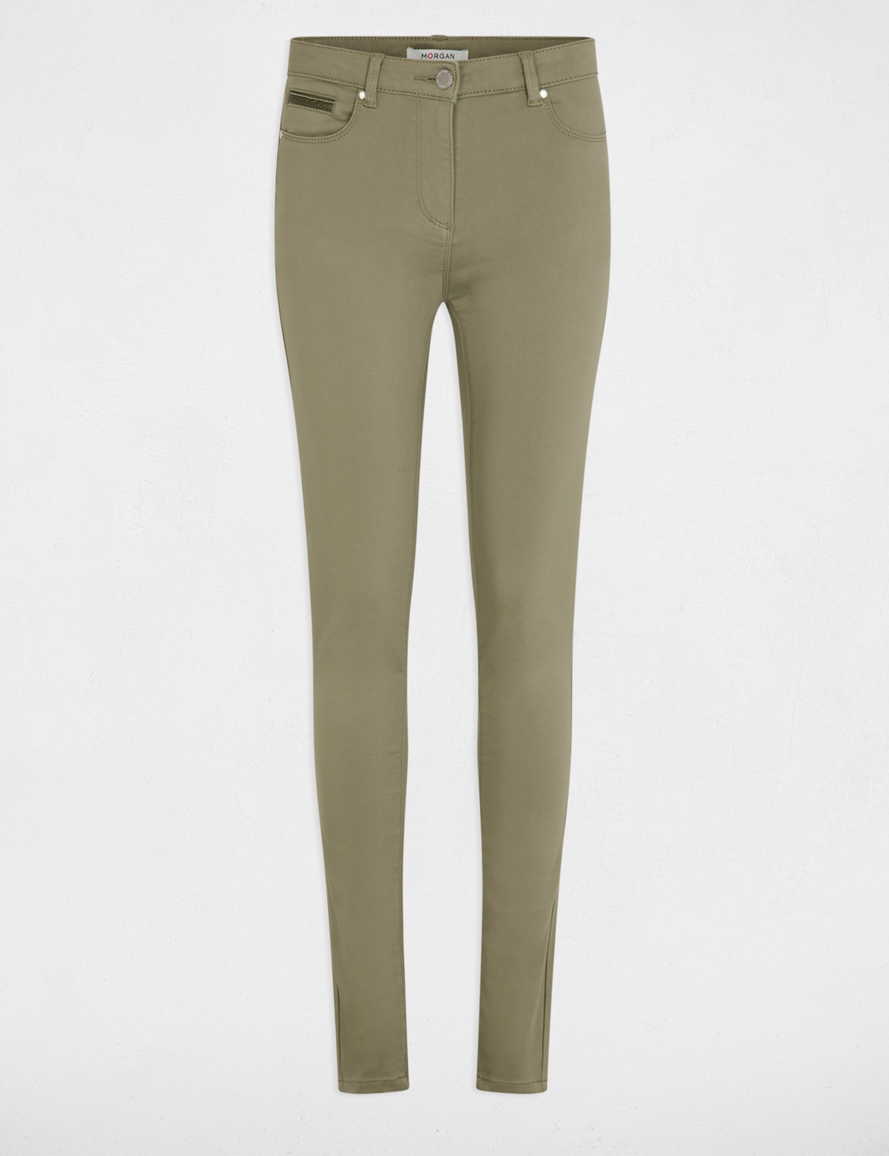 pantalon slim taille standard vert kaki femme Pantalon slim taille standard vert kaki femme