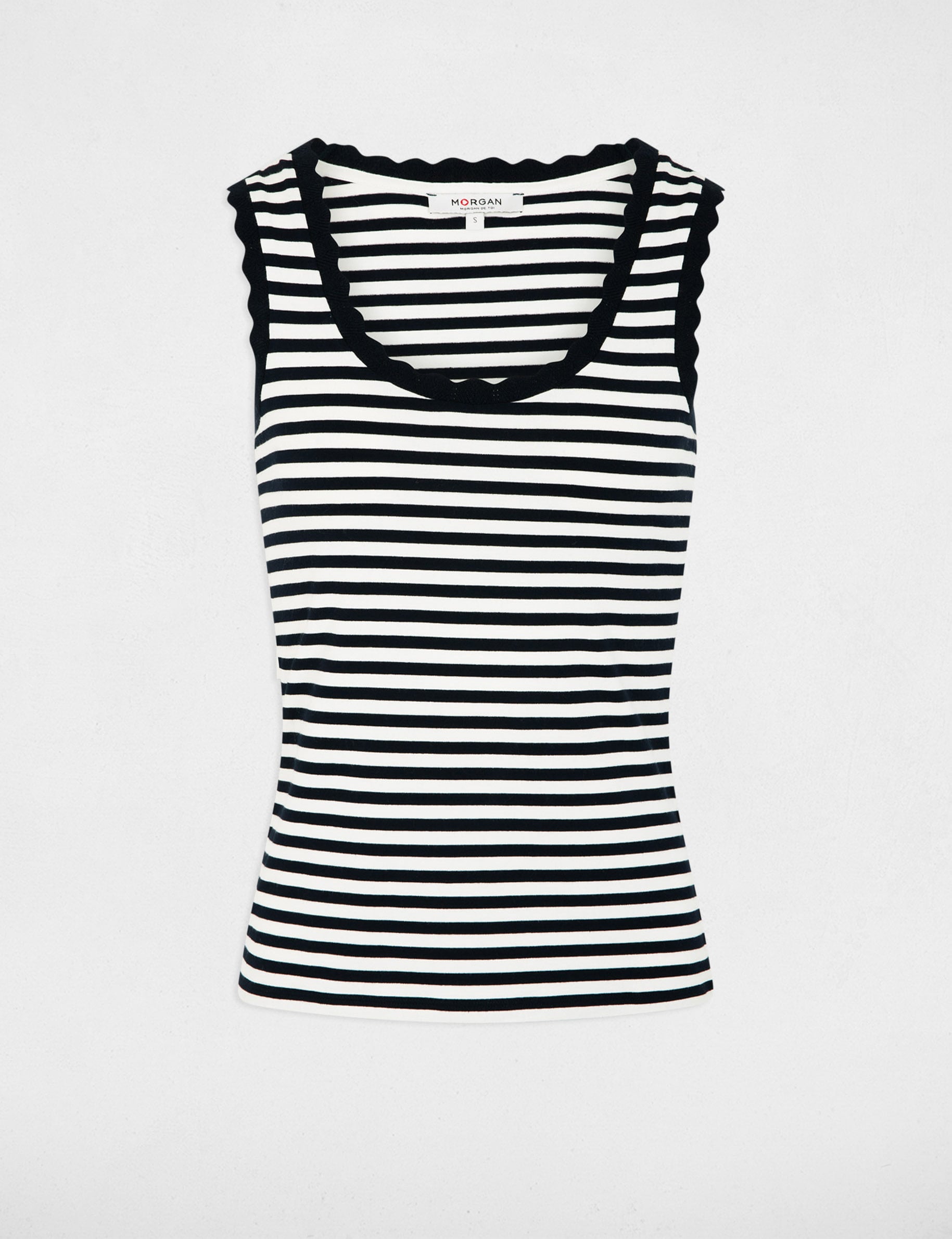 D&eacute;bardeur ray&eacute; col rond bleu marine femme