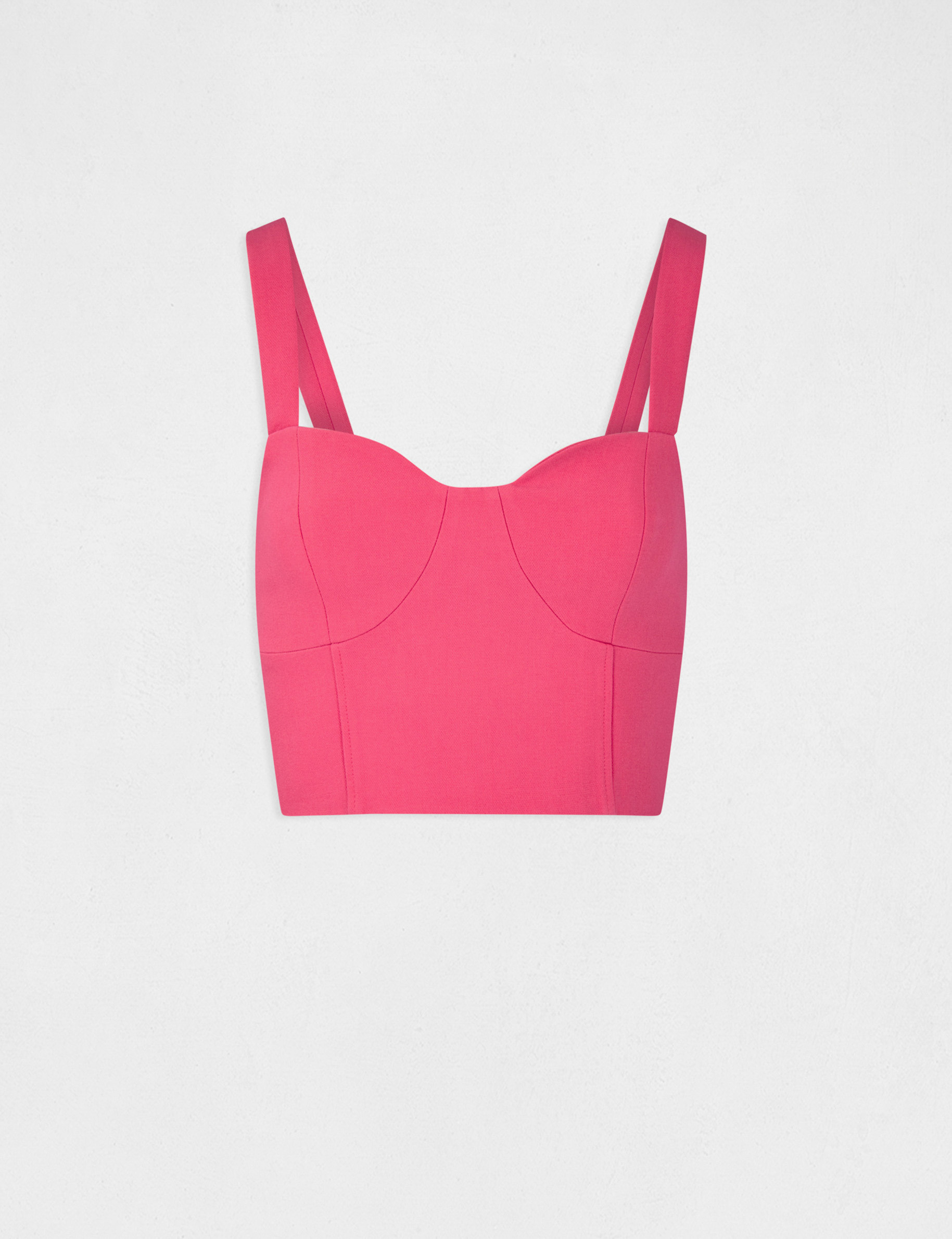 Bustier crop top zippé rose moyen femme Bustier crop top zippé rose moyen femme