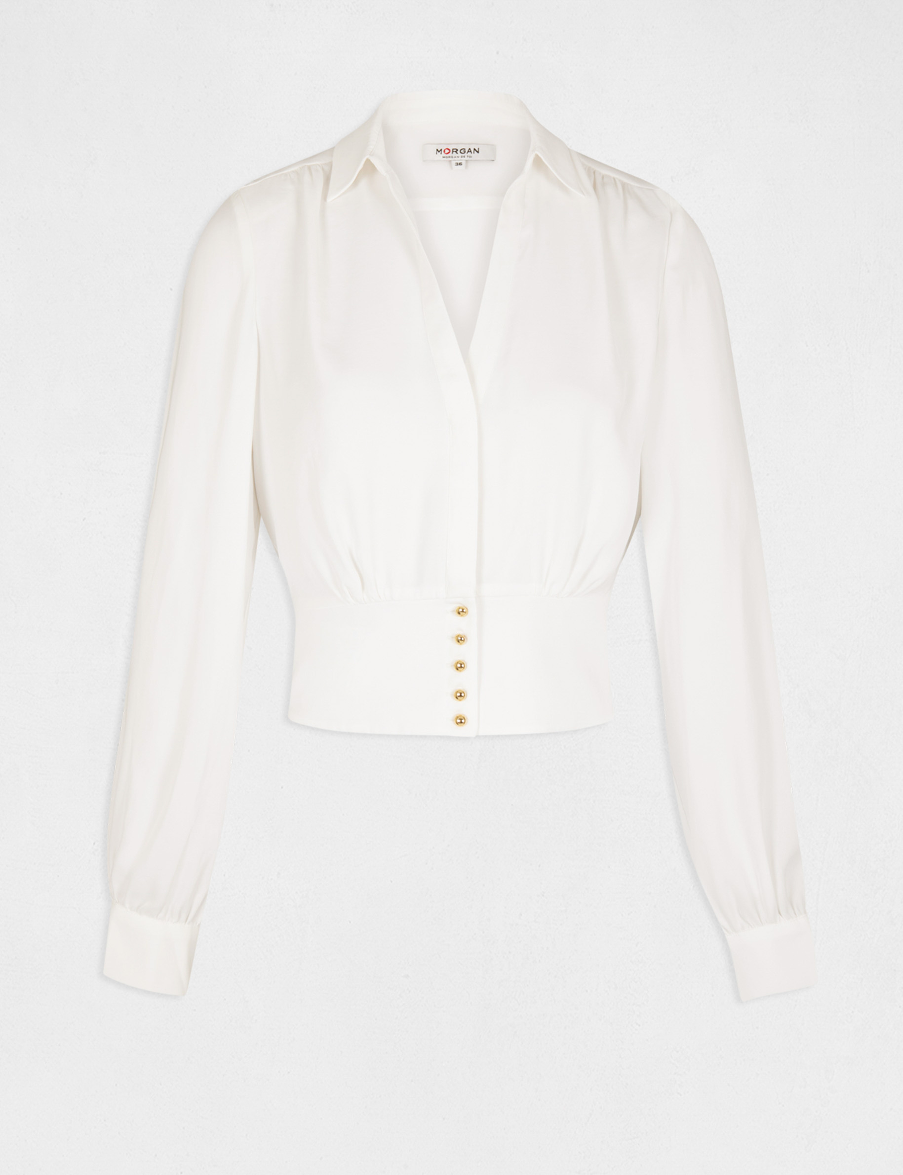 Blouse manches longues ecru femme