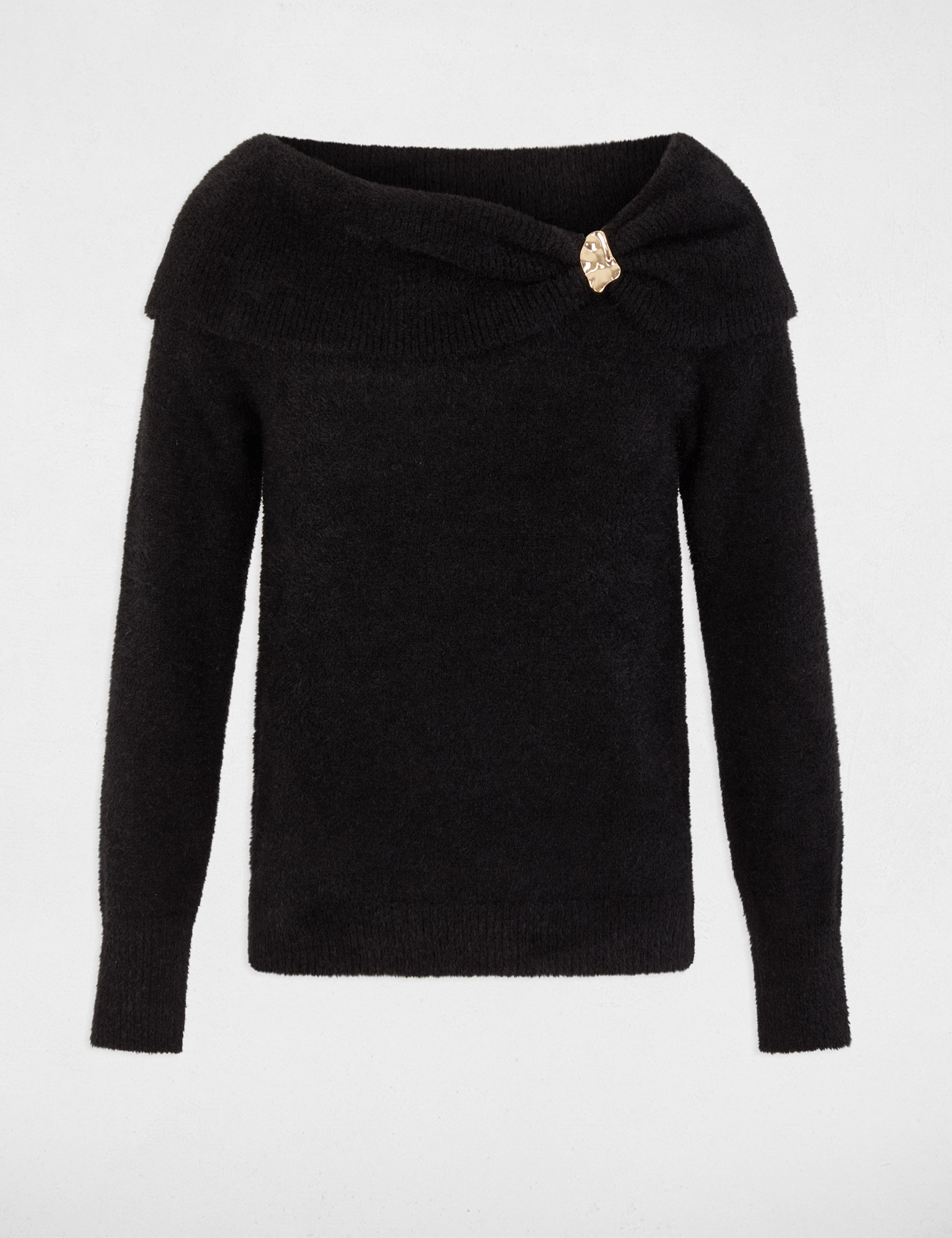 Pull col bardot noir femme