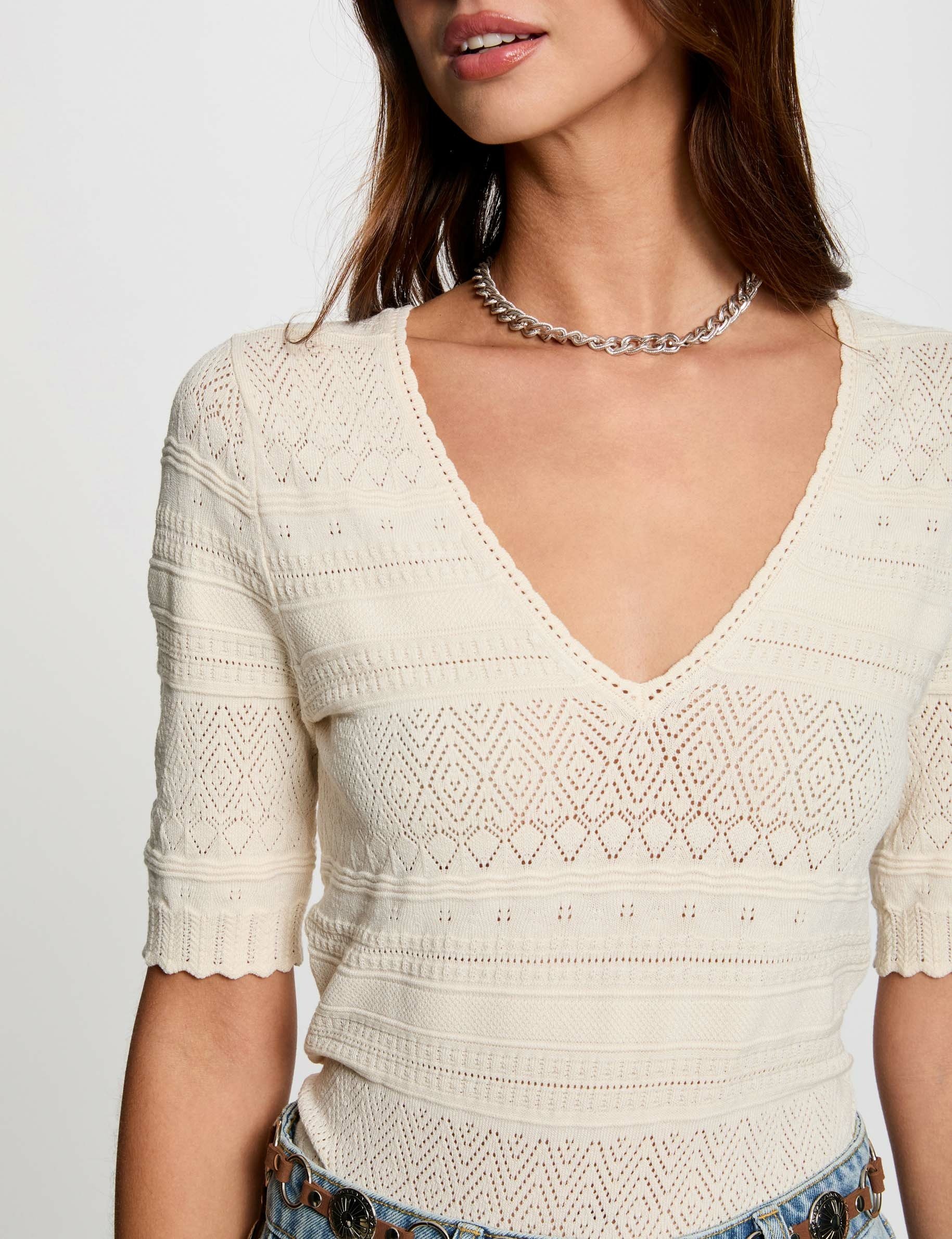 pull manches courtes ivoire femme Pull manches courtes ivoire femme