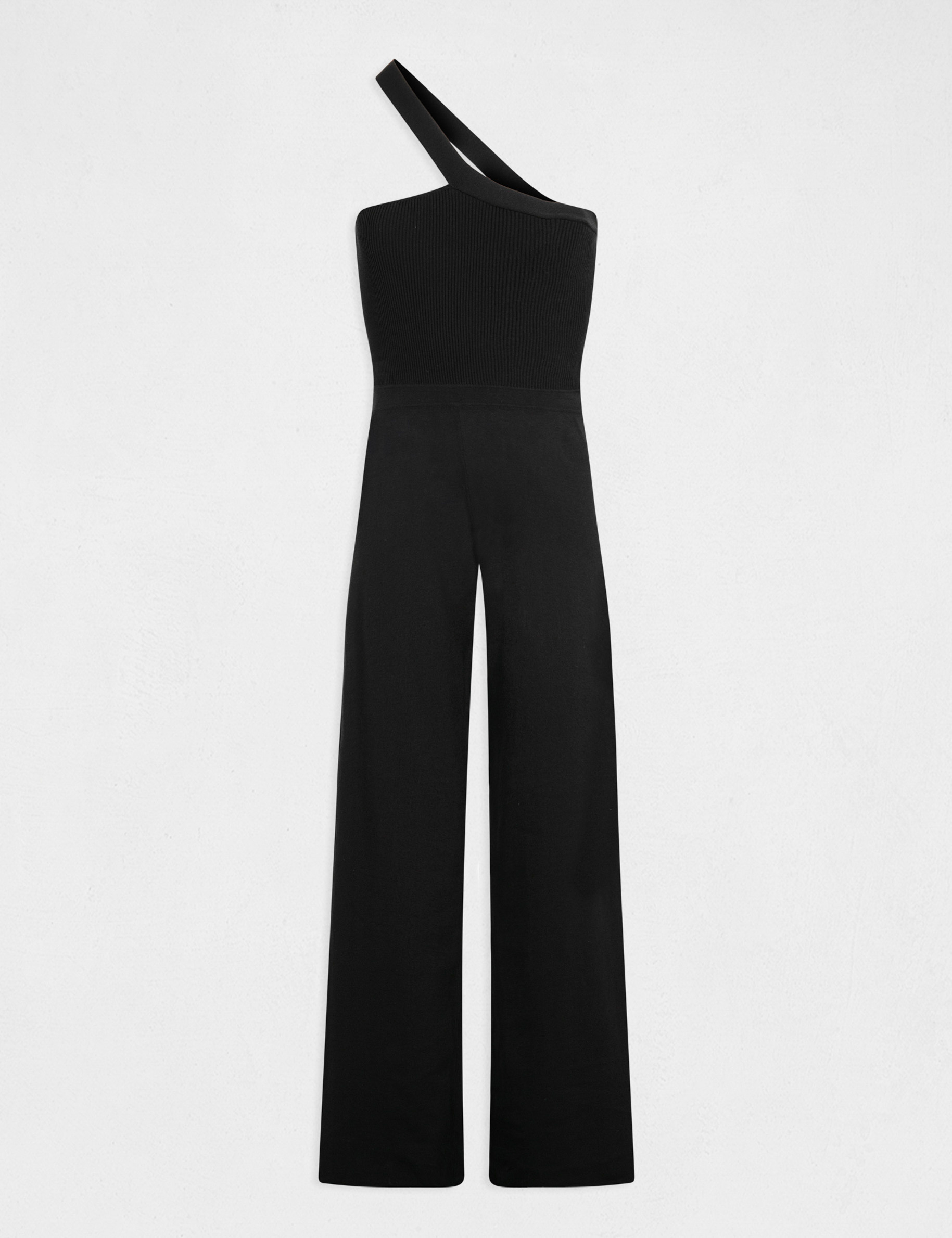 Combinaison large asymétrique en tricot noir femme