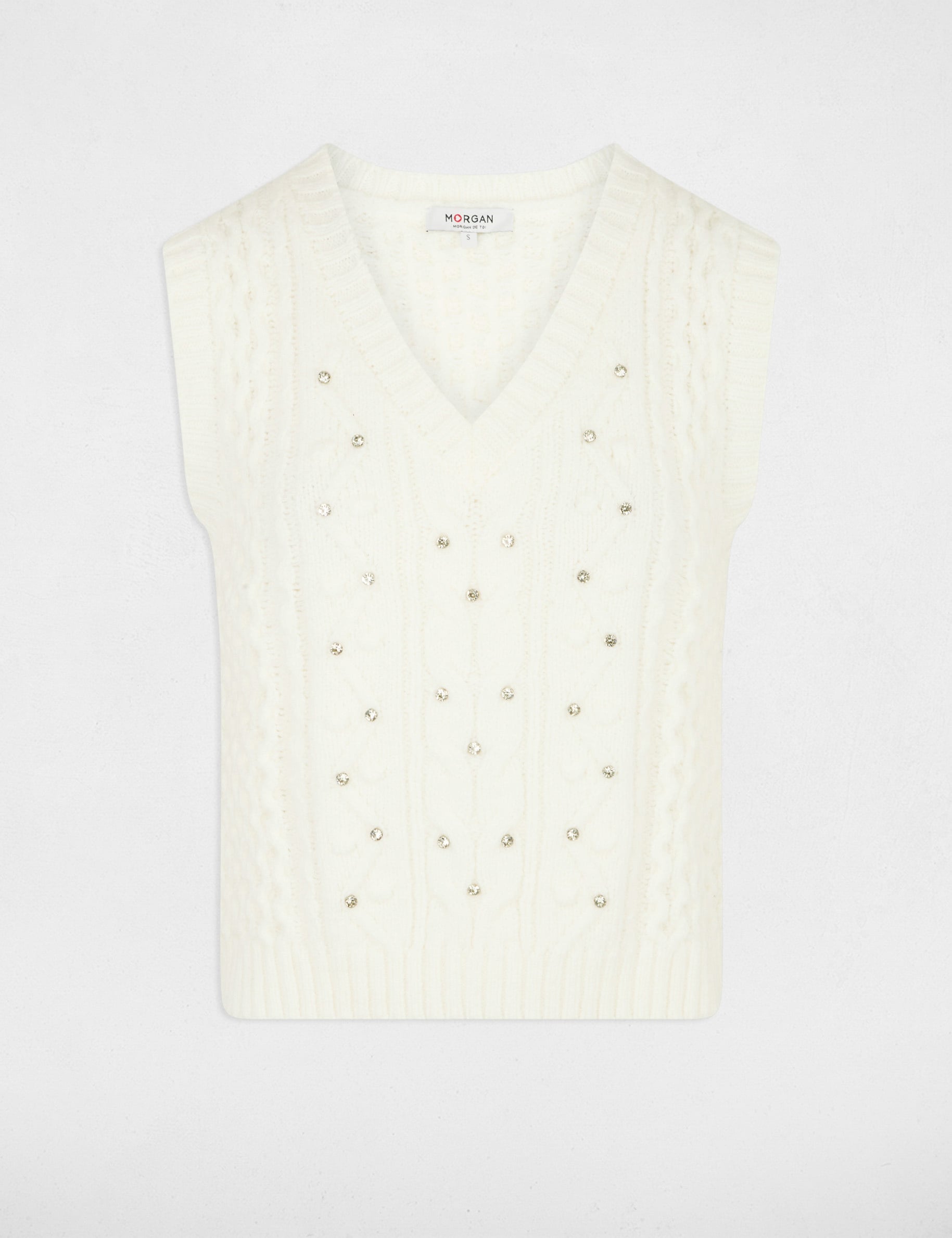 Pull sans manches blanc femme