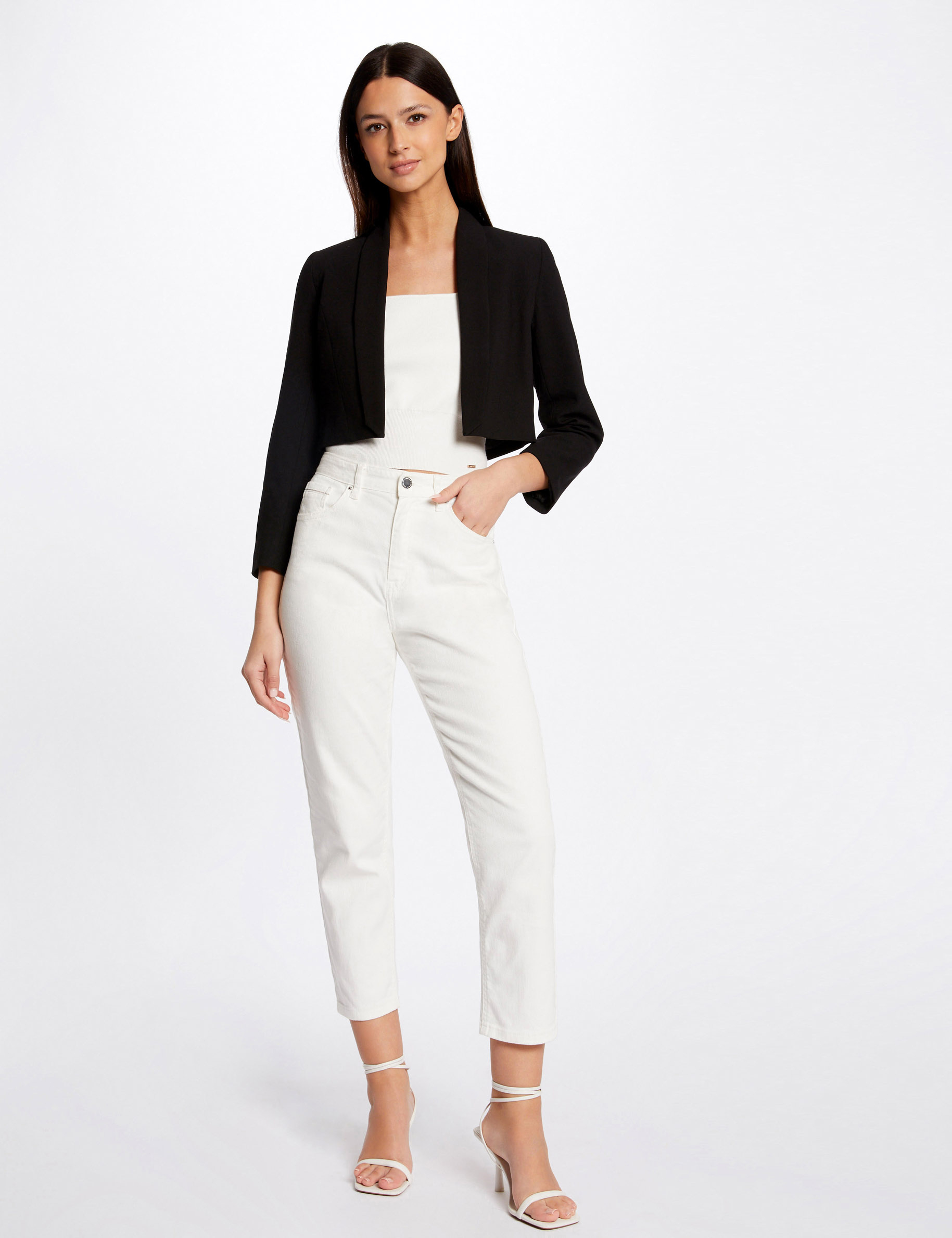 Veste boléro droite manches 3/4 noir femme Veste boléro droite manches 3/4 noir femme