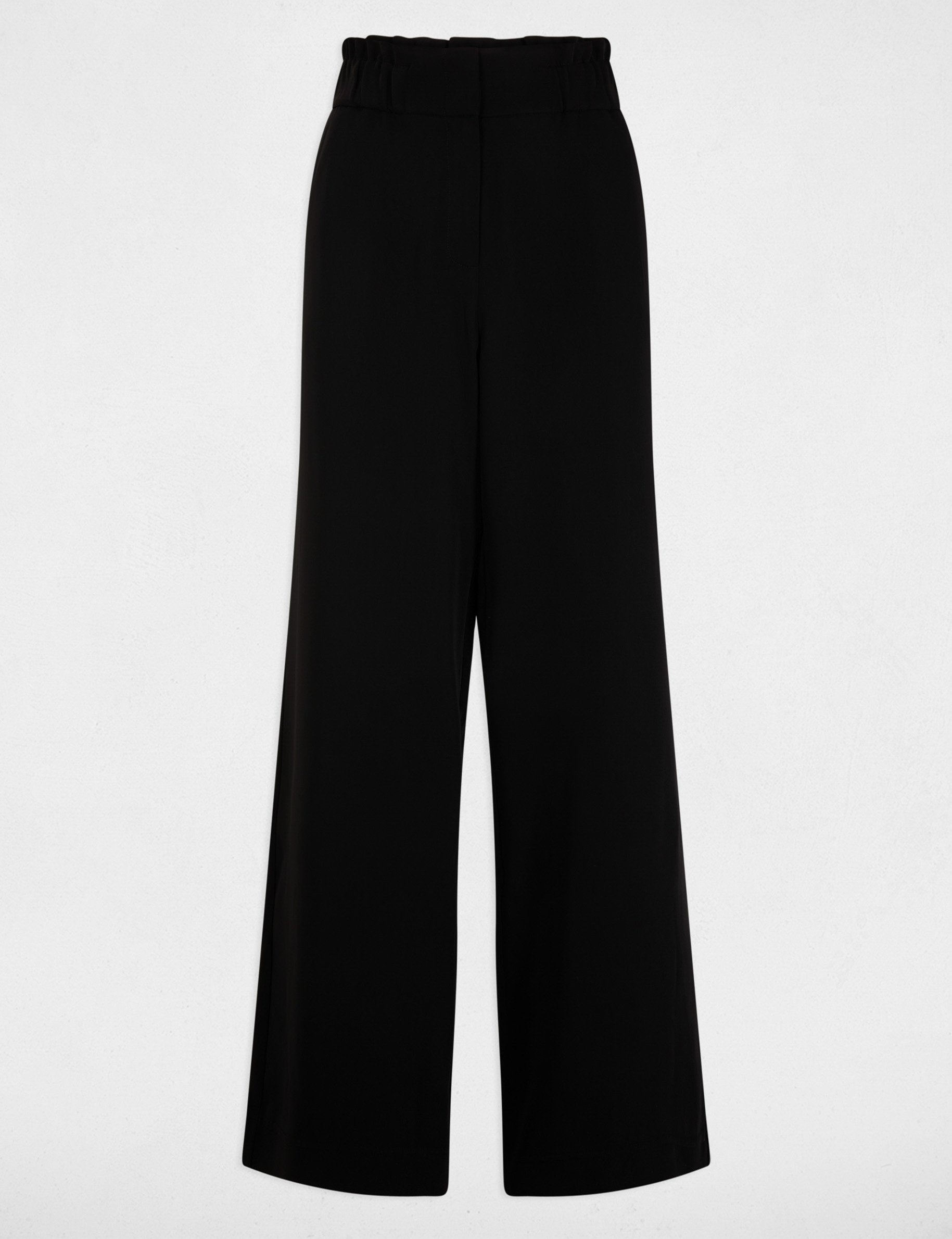 pantalon large a fronces noir femme Pantalon large à fronces noir femme