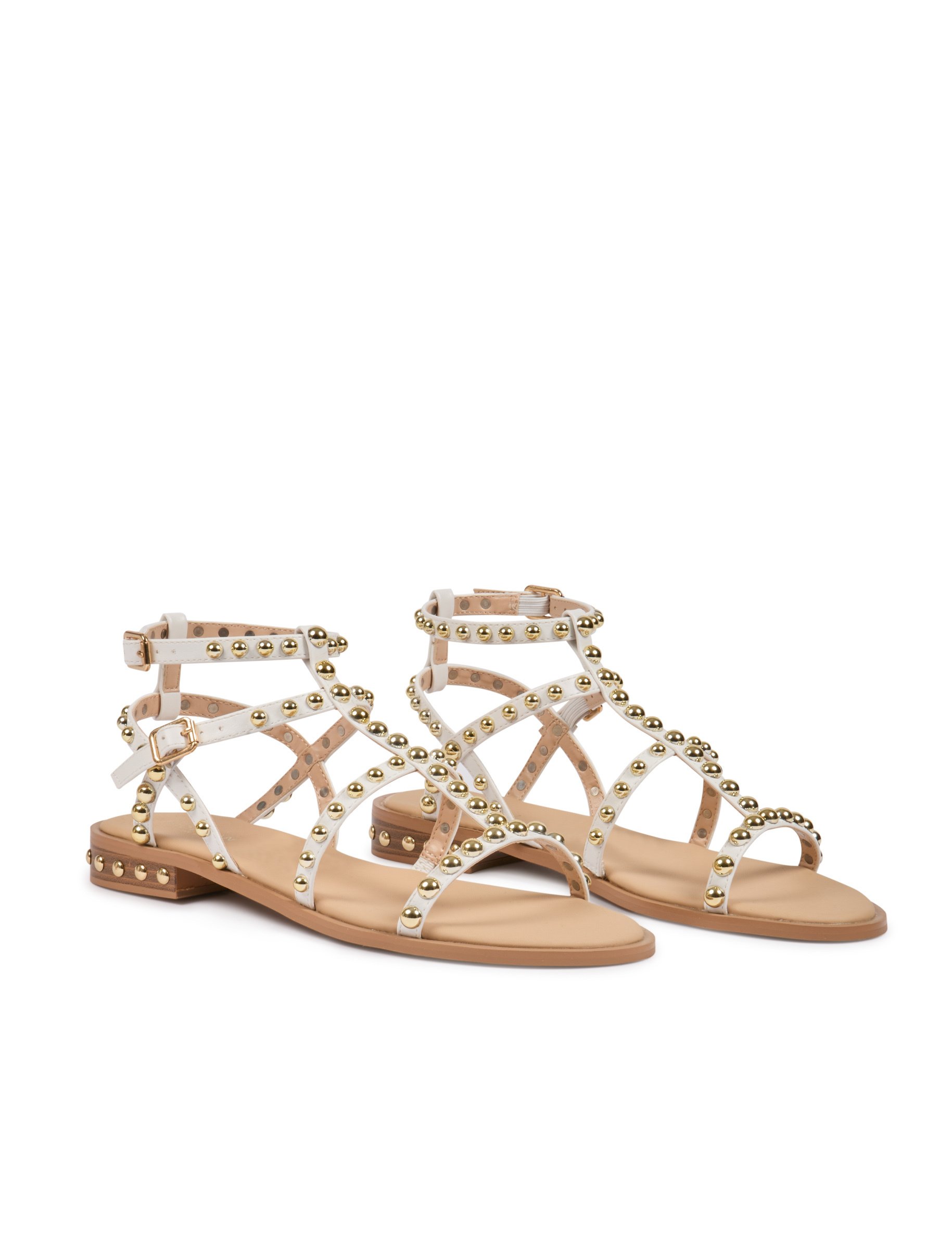 sandales plates a clous blanc femme Sandales plates à clous blanc femme