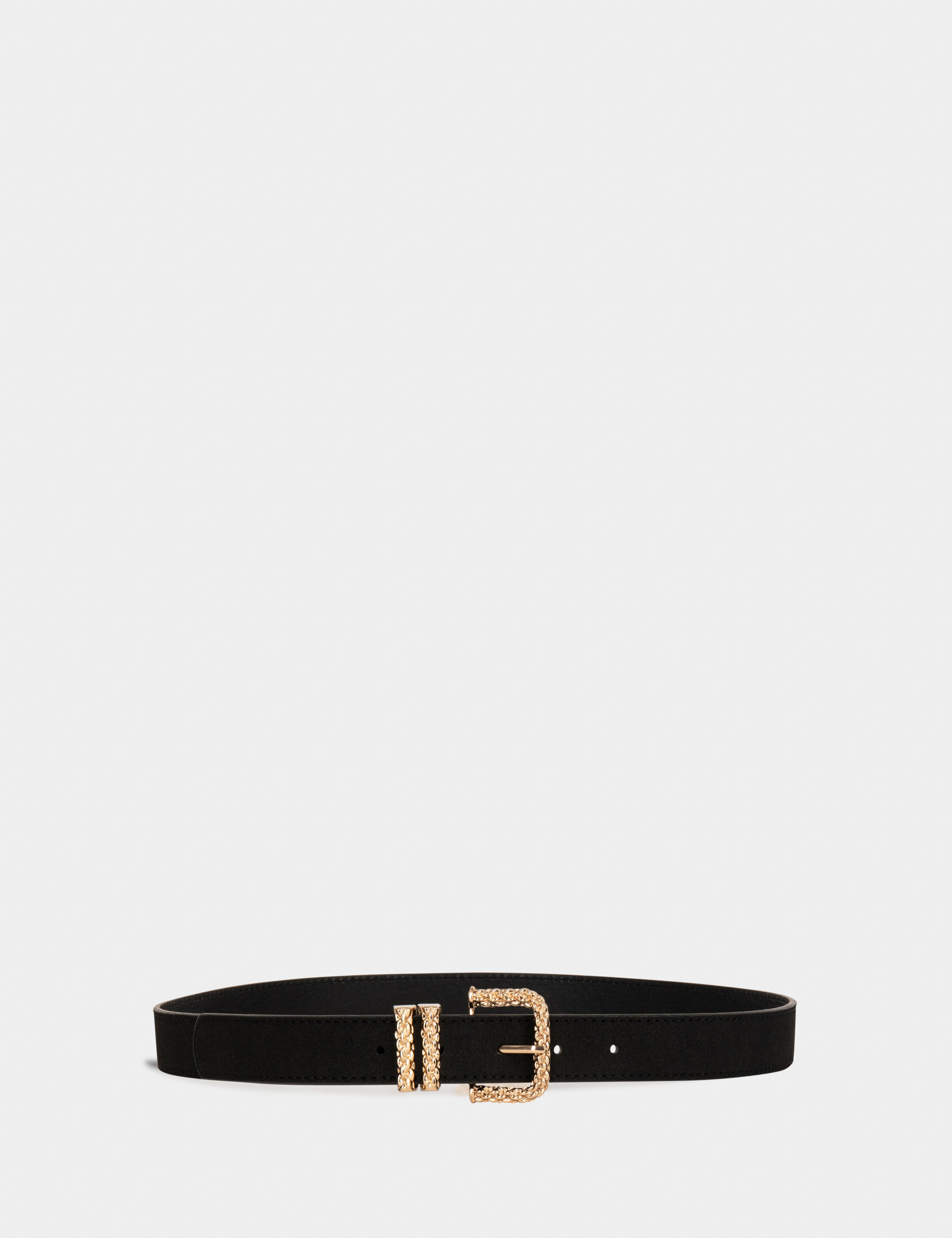 Image of Ceinture à double passant noir femme