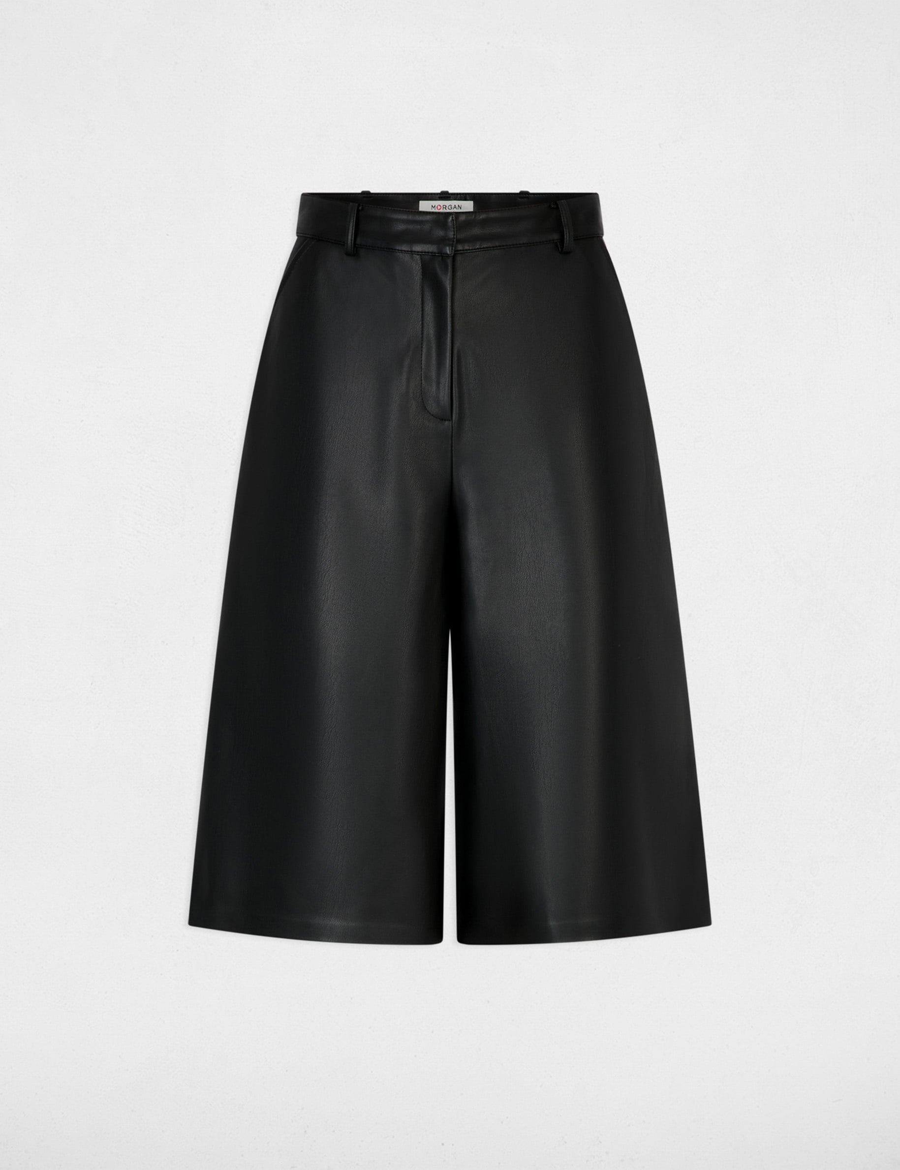 Bermuda large taille haute noir femme