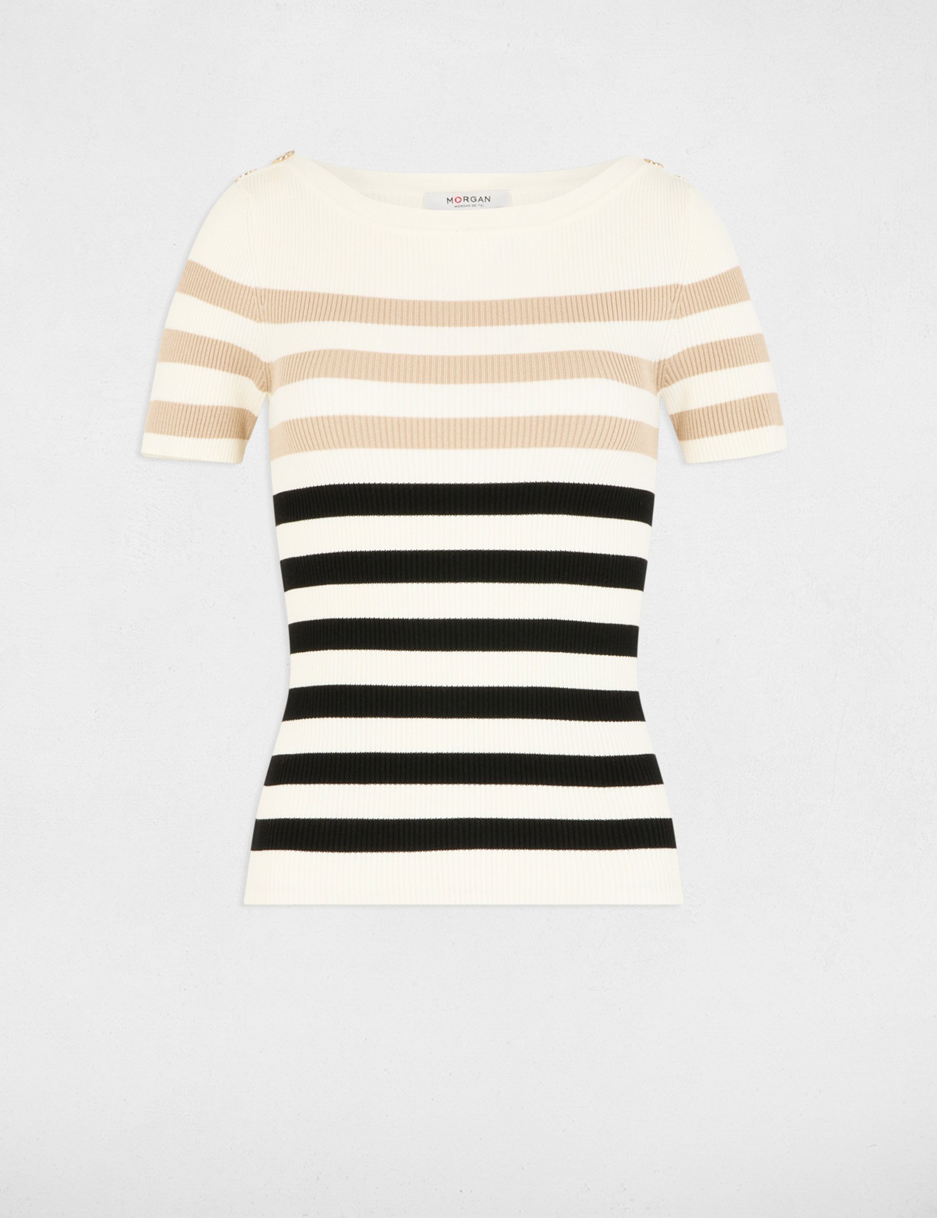 pull manches courtes raye ivoire femme Pull manches courtes rayé ivoire femme