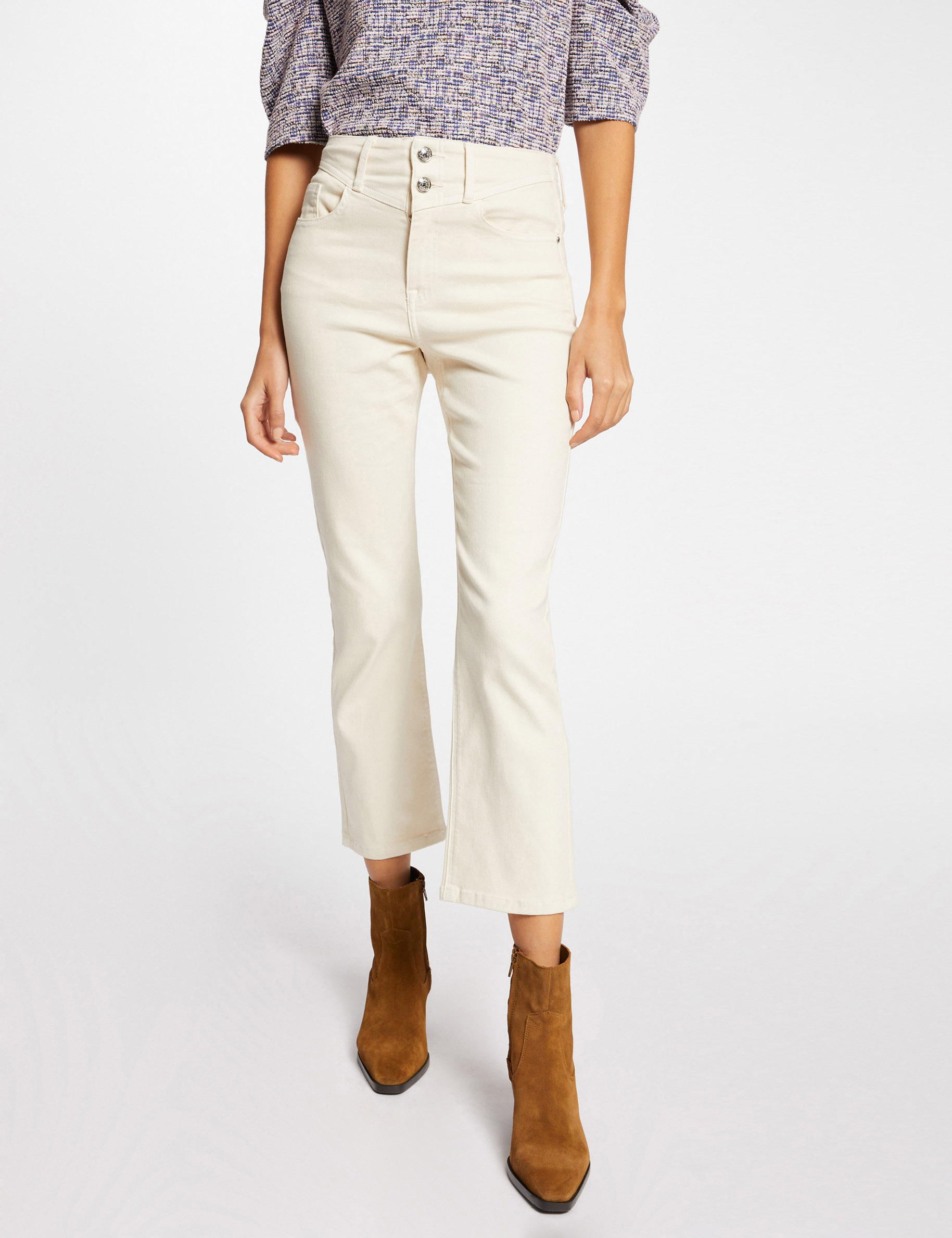 Pantalon droit 7/8ème ivoire femme