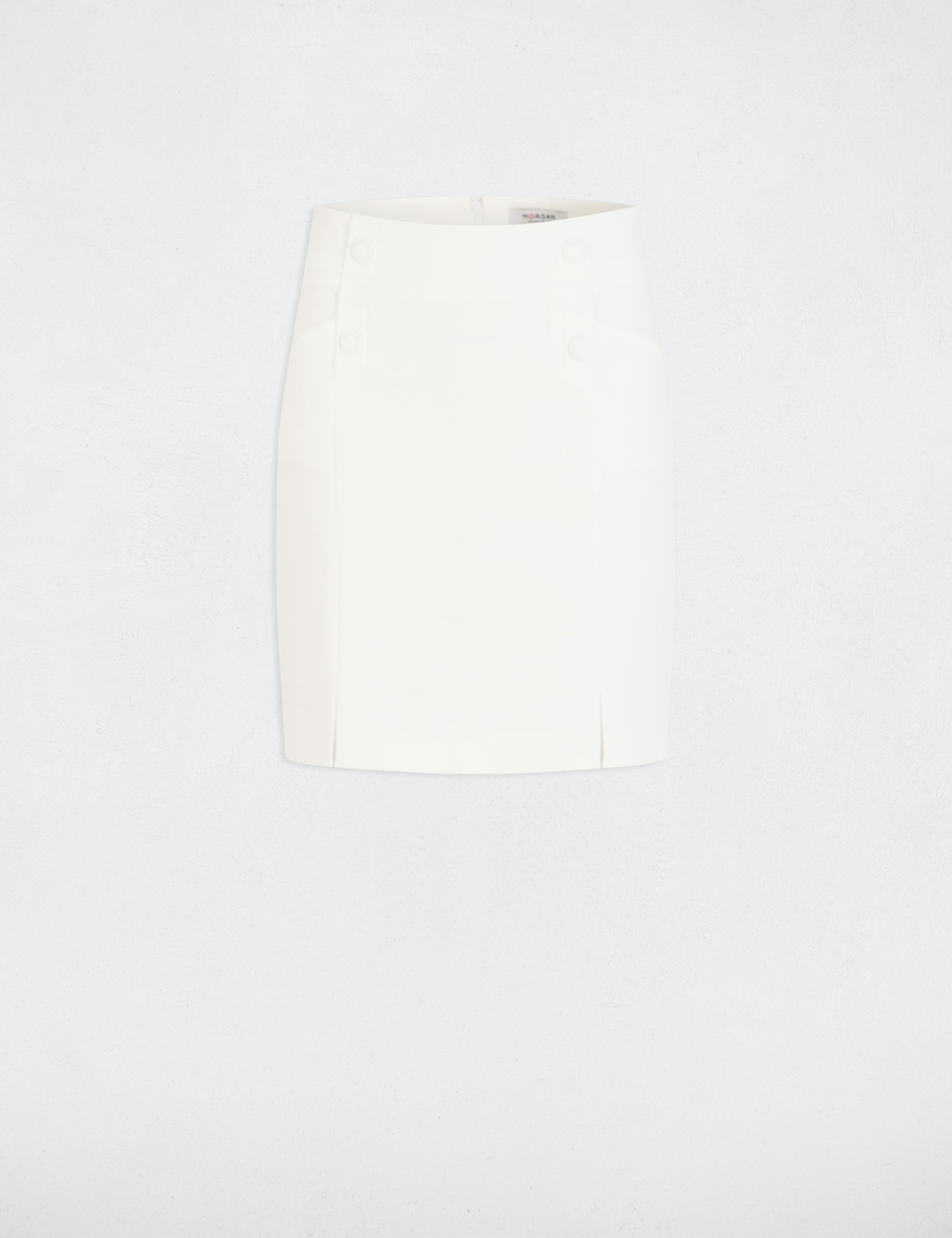 Jupe courte &agrave; boutons ivoire femme