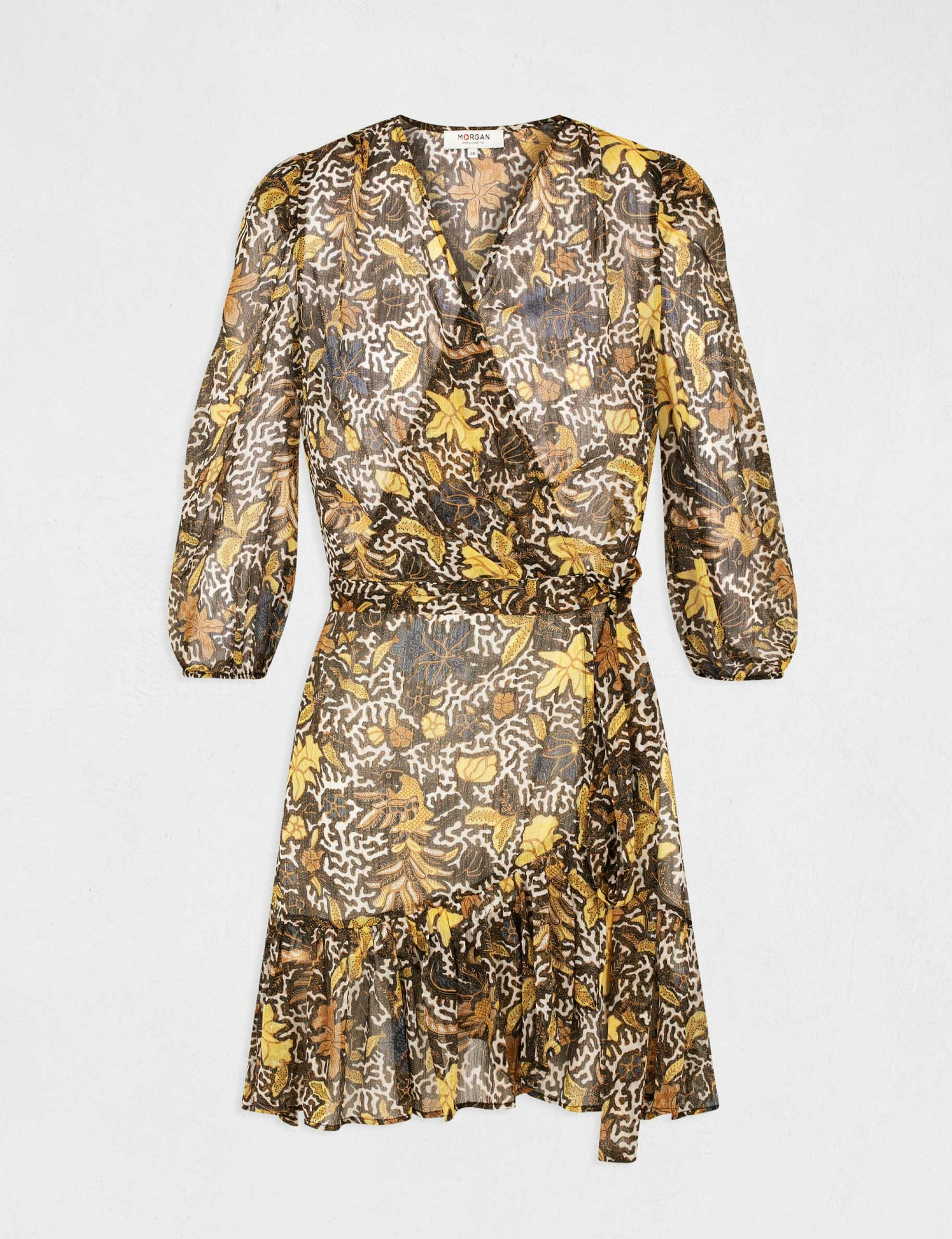 Robe portefeuille imprimé végétal multico femme