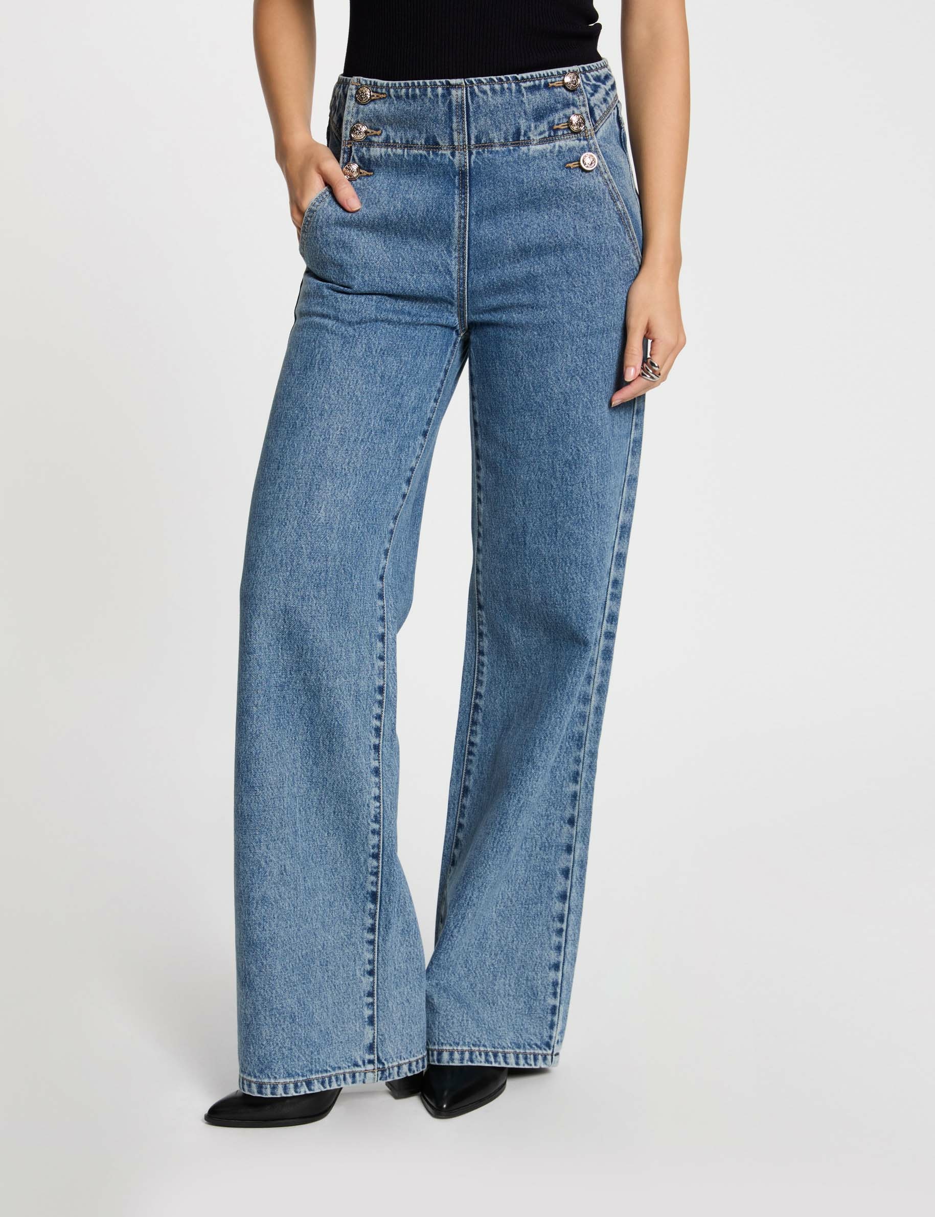 jeans bootcut taille haute denim double stone femme Jeans bootcut taille haute denim double stone femme