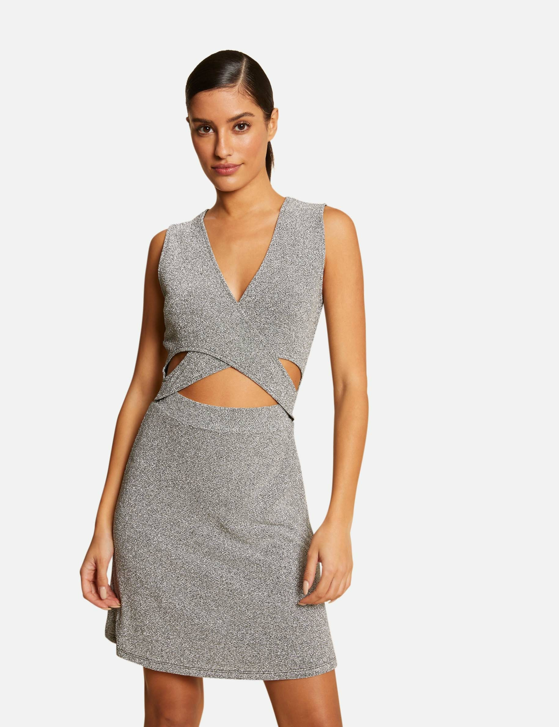 Robe ajustée avec ouvertures argente femme Robe ajustée avec ouvertures argente femme