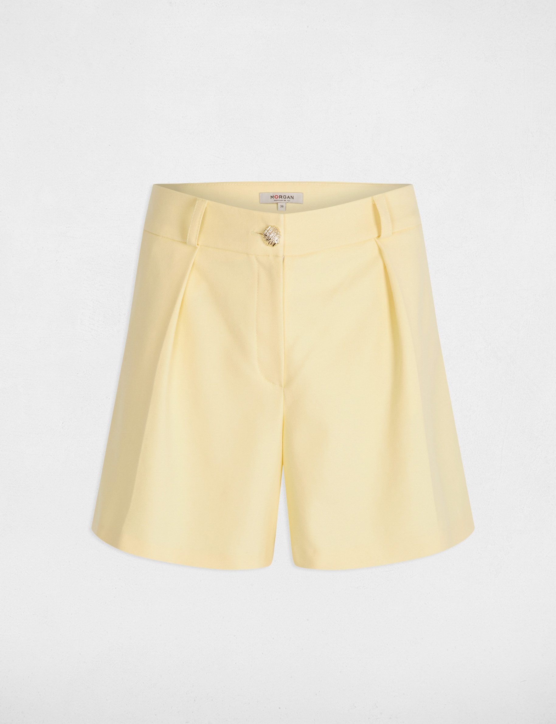 Short droit jaune pastel femme