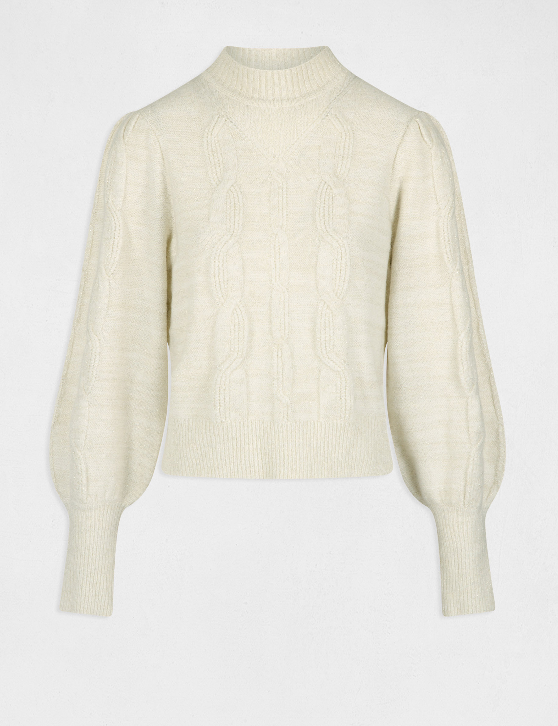 Pull manches longues avec col montant ivoire femme Pull manches longues avec col montant ivoire femme