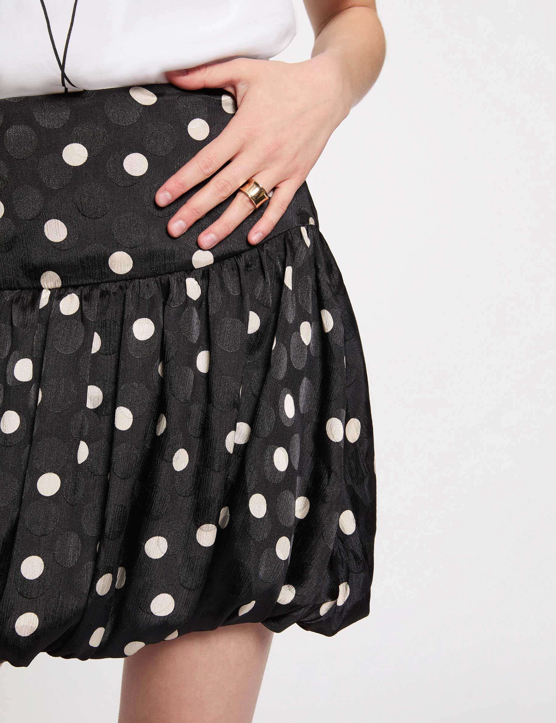 Jupe boule imprim&eacute;e noir femme