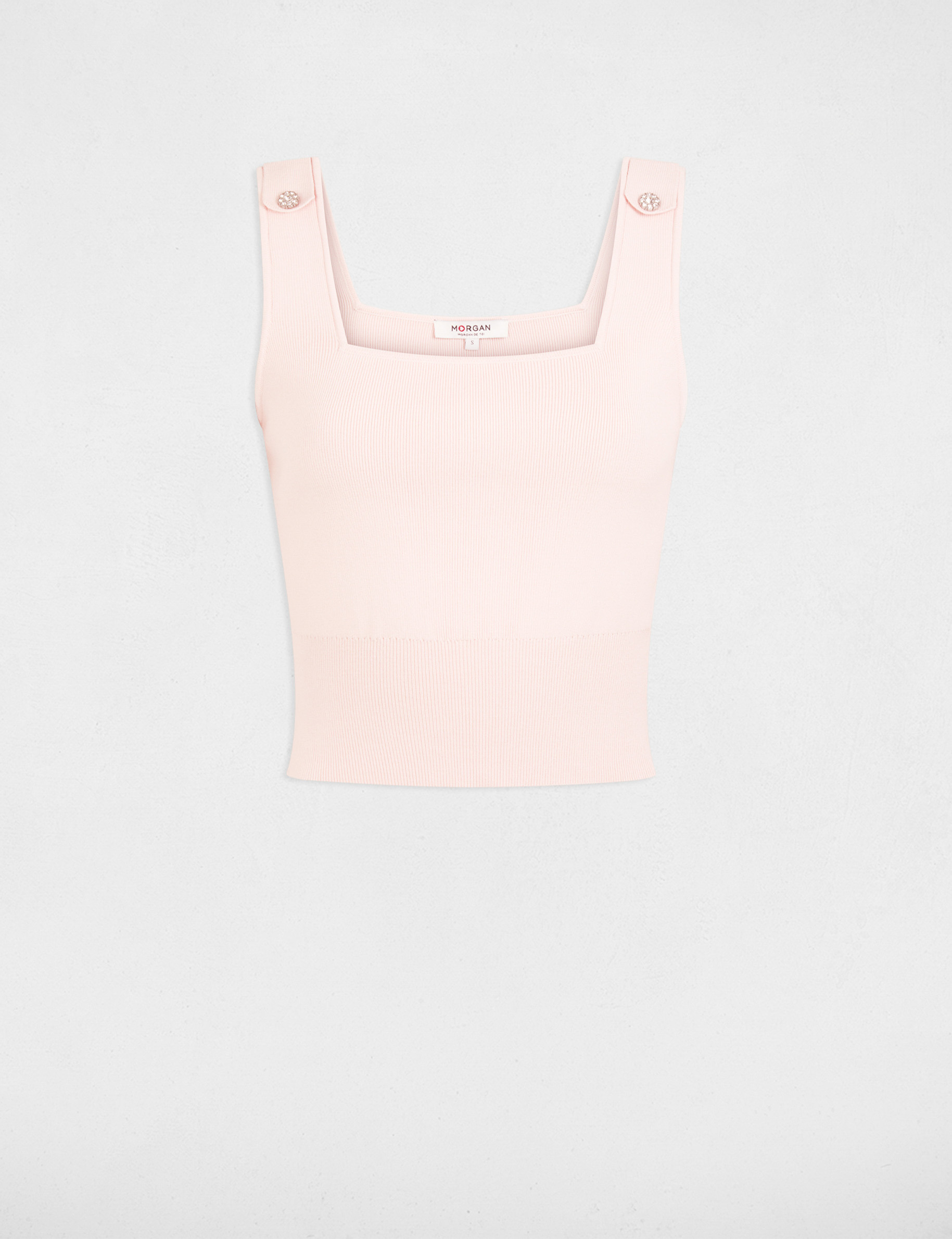 D&eacute;bardeur ajust&eacute; encolure carr&eacute;e rose pastel femme