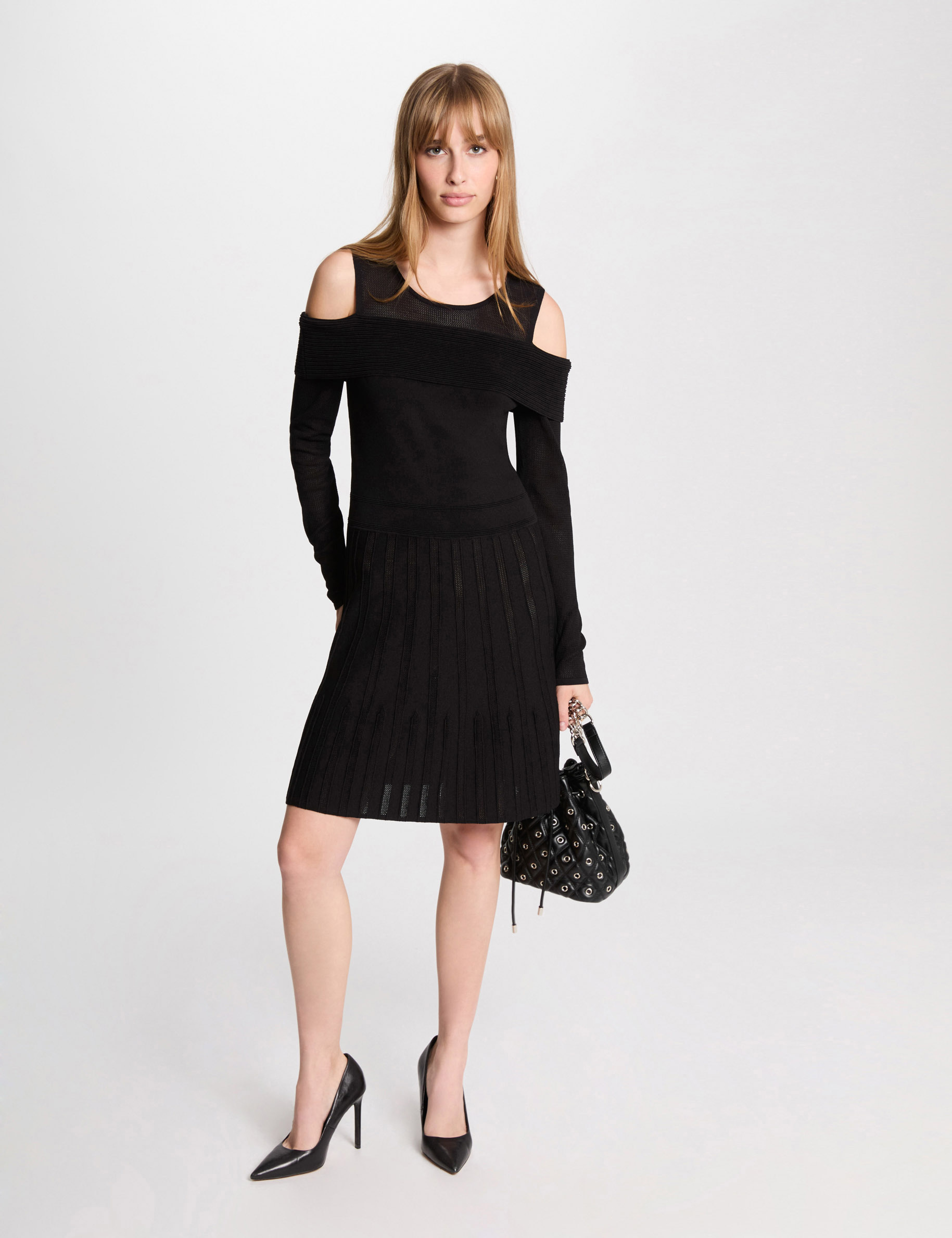robe tricot courte trapeze noir femme Robe tricot courte trapèze noir femme