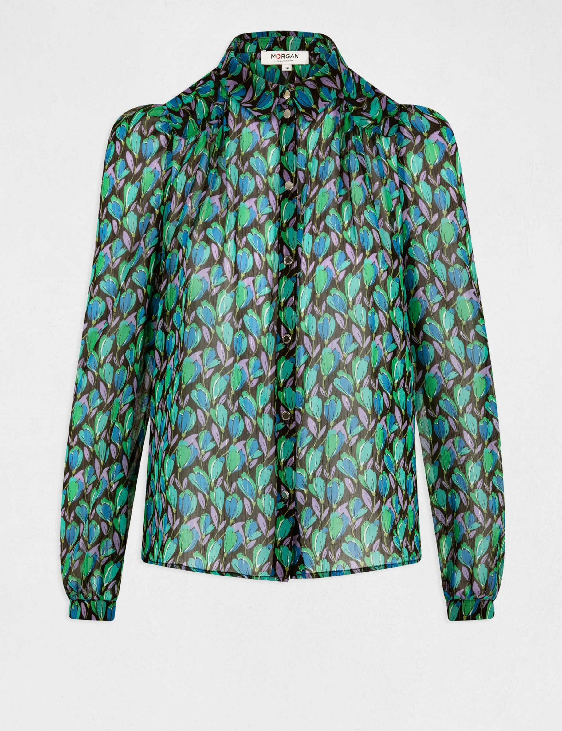 Chemise manches longues imprimé floral multico femme Chemise manches longues imprimé floral multico femme