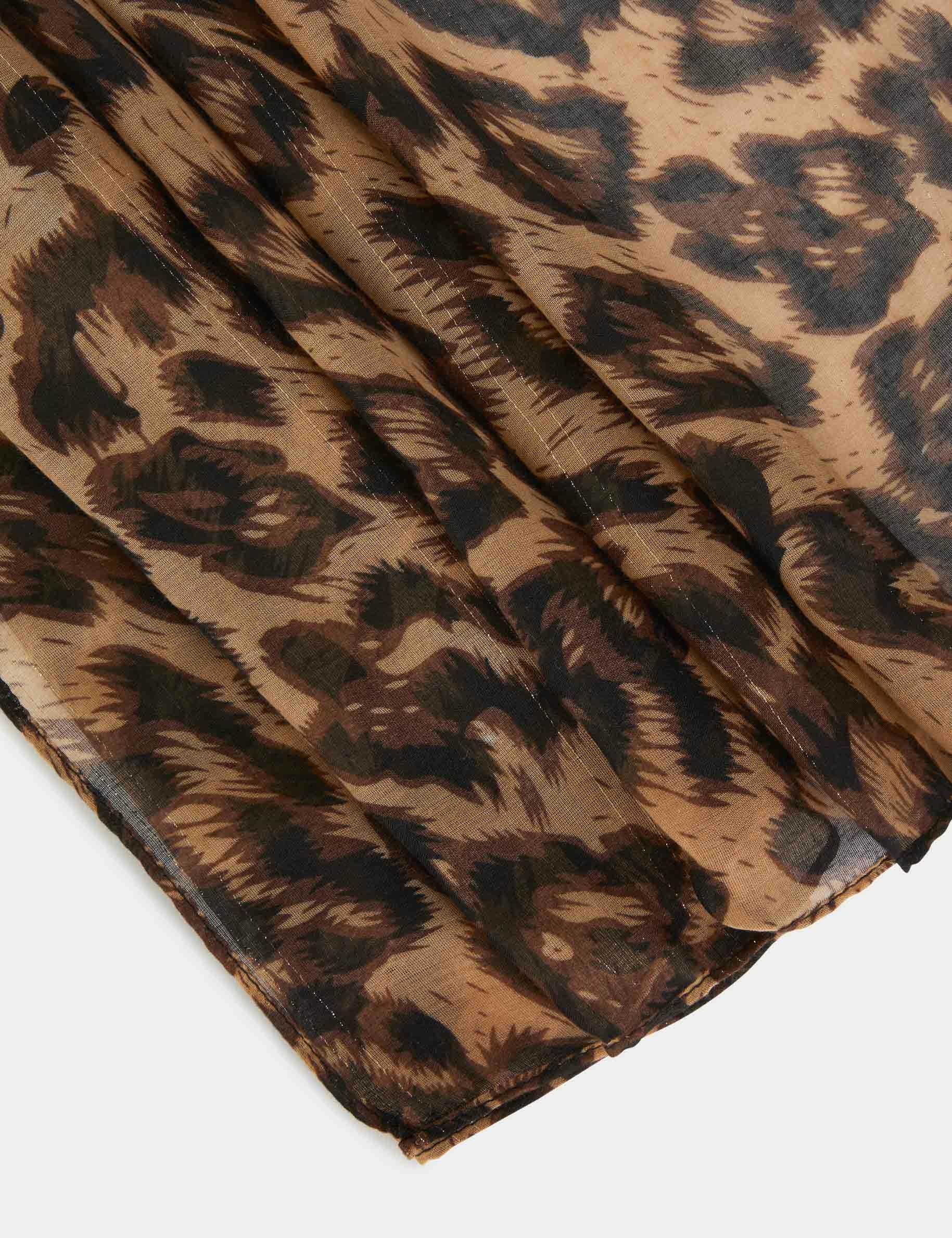 foulard imprime animalier marron femme Foulard imprimé animalier marron femme