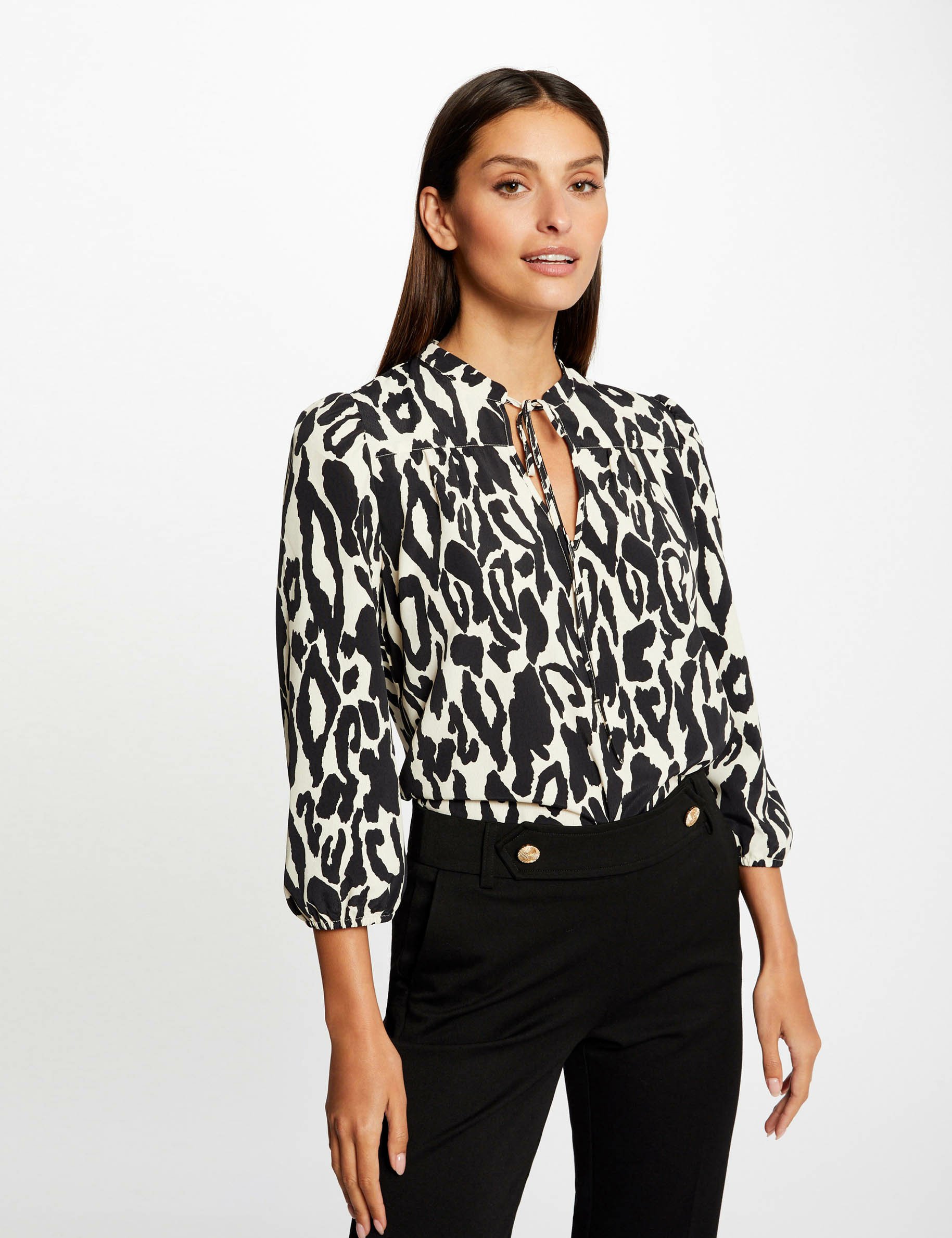 blouse manches 34 imprime animalier multico femme Blouse manches 3/4 imprimé animalier multico femme