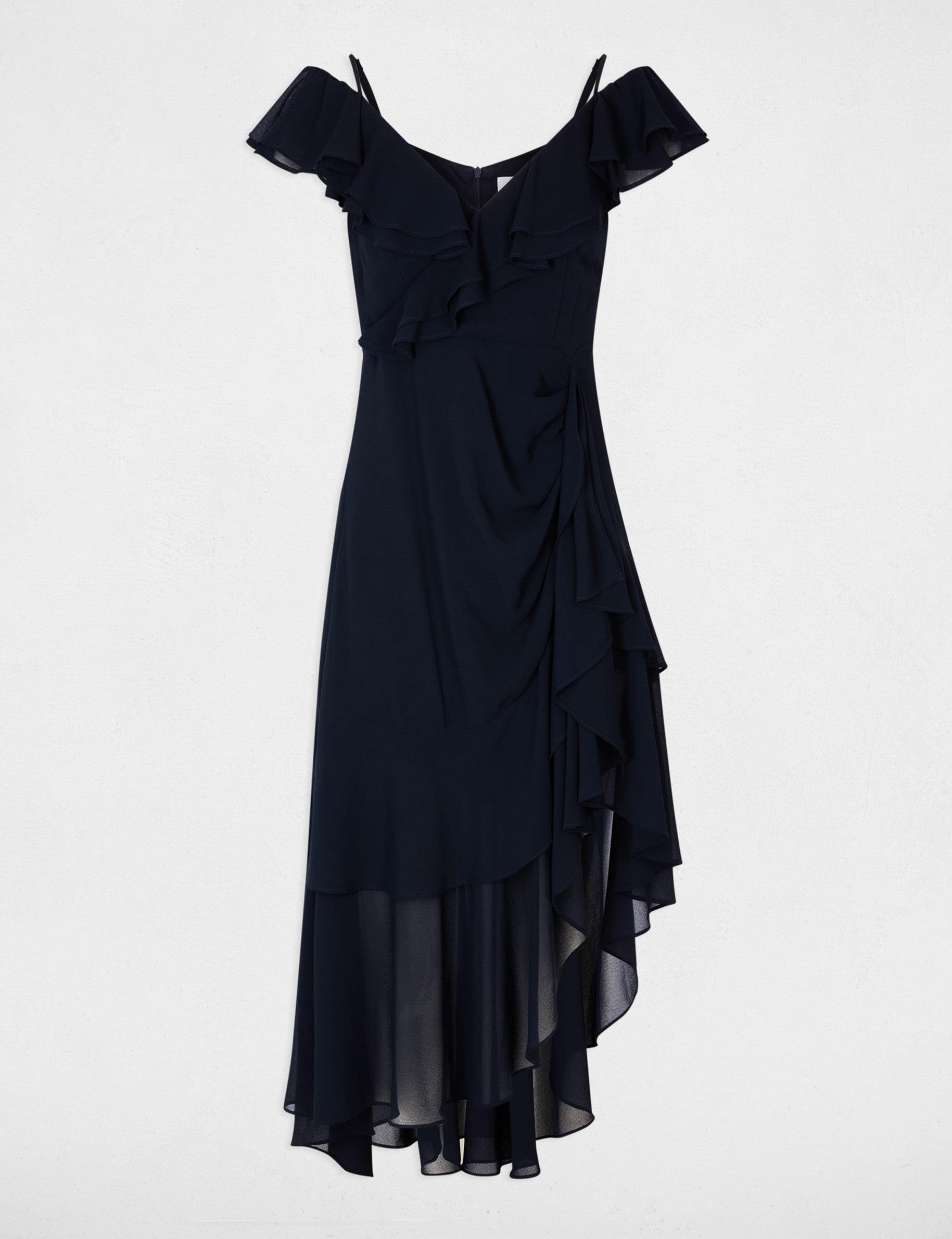robe-midi-droite-volants-bleu-marine-femme-morgan