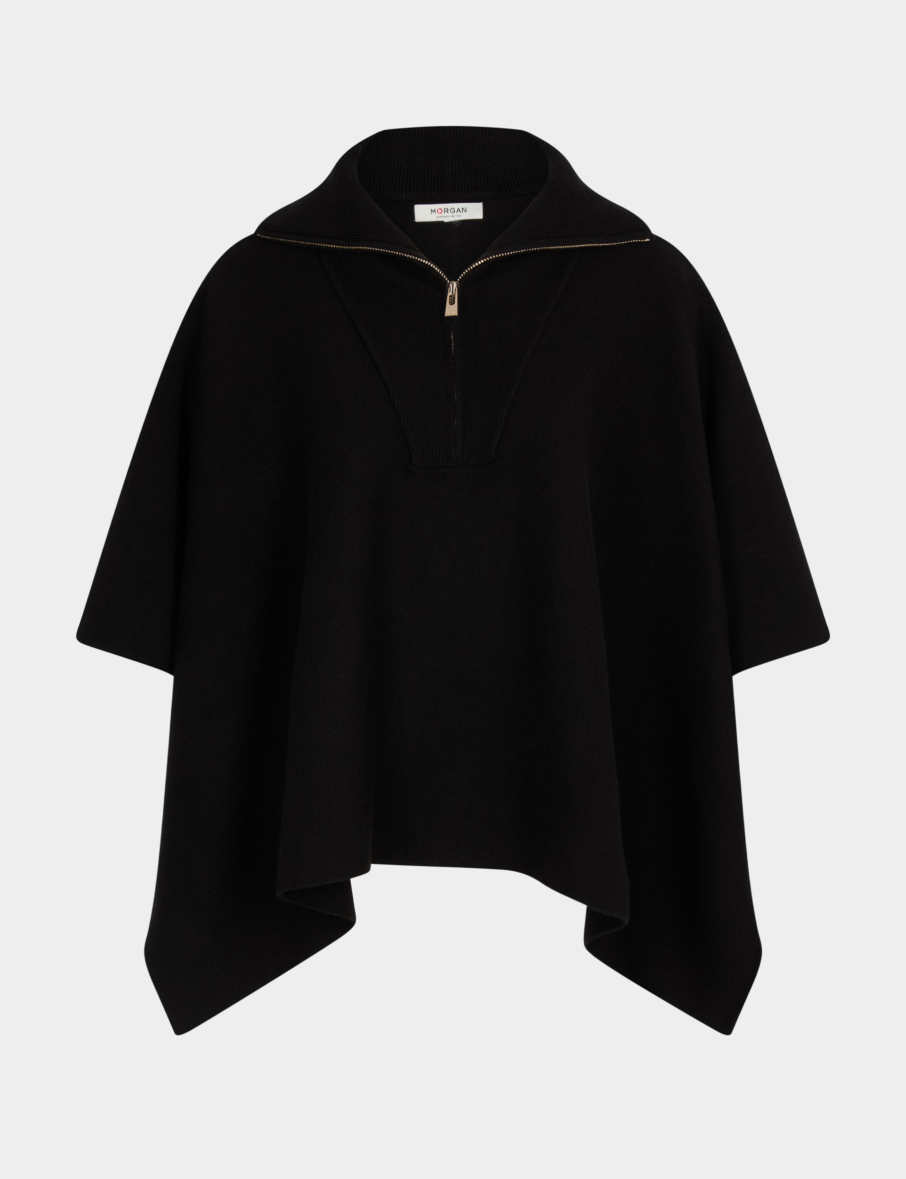 Poncho col ouvert noir femme