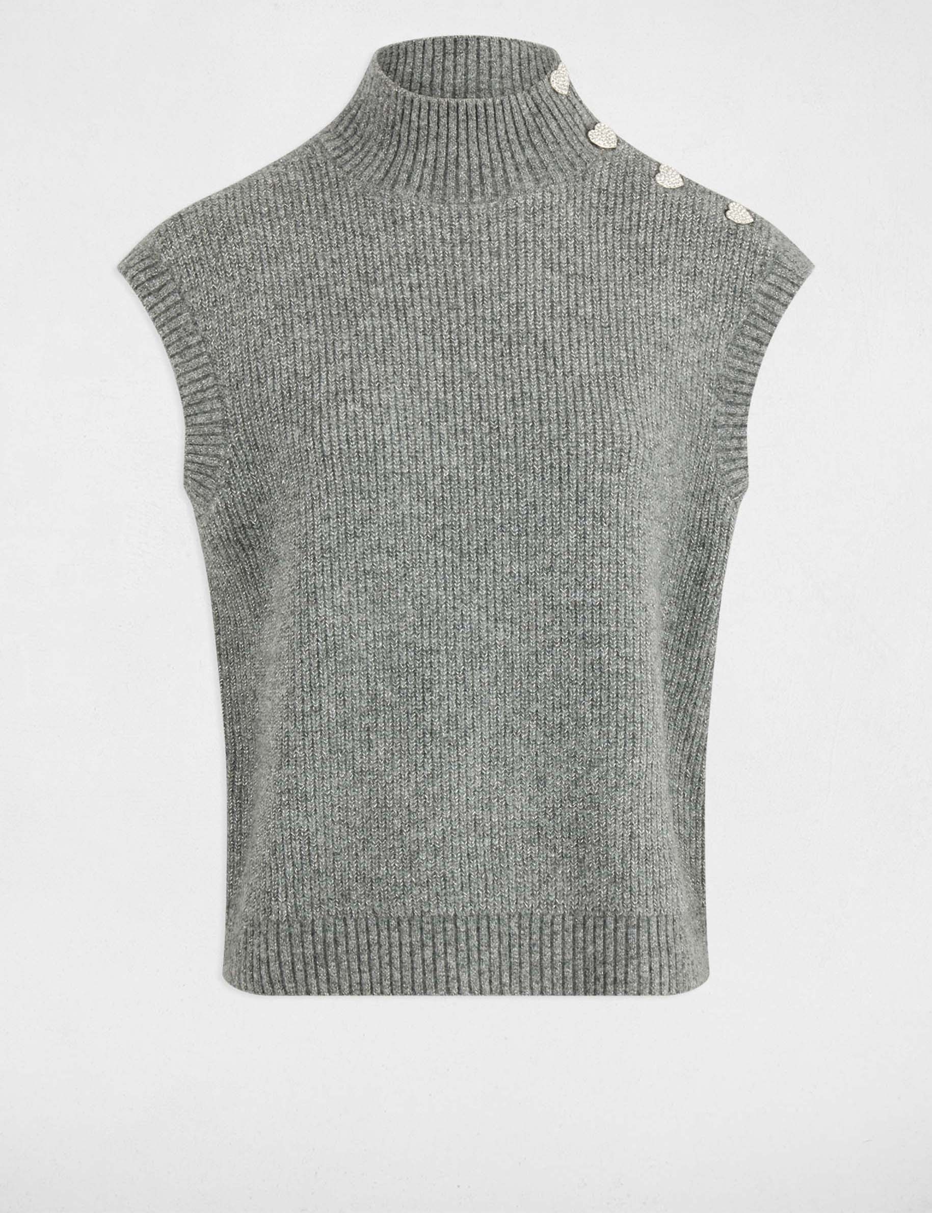 Pull sans manches gris fonc&eacute; femme