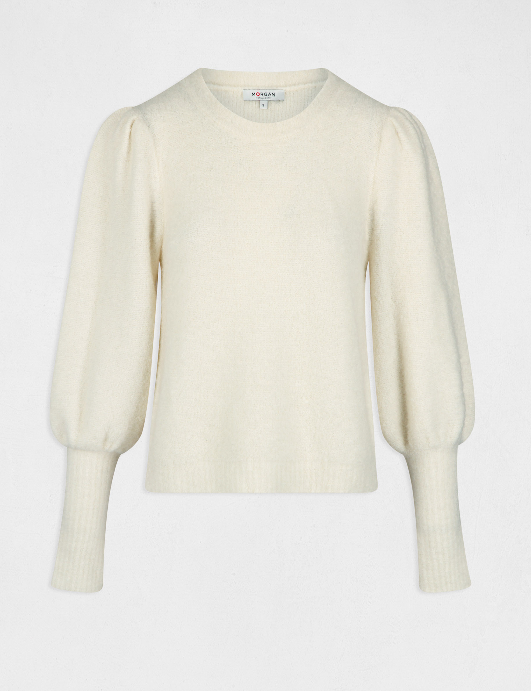 Pull manches longues avec col rond ivoire femme Pull manches longues avec col rond ivoire femme