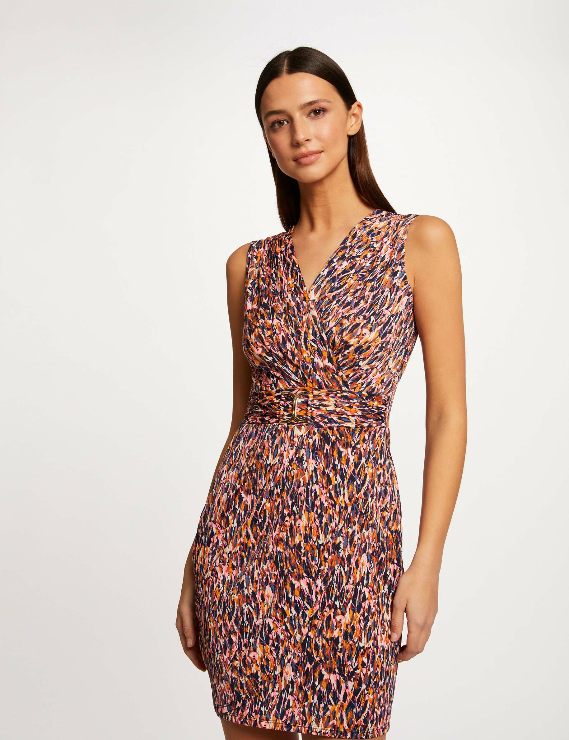 Robe ajustée à ornement imprimé abstrait multico femme Robe ajustée à ornement imprimé abstrait multico femme