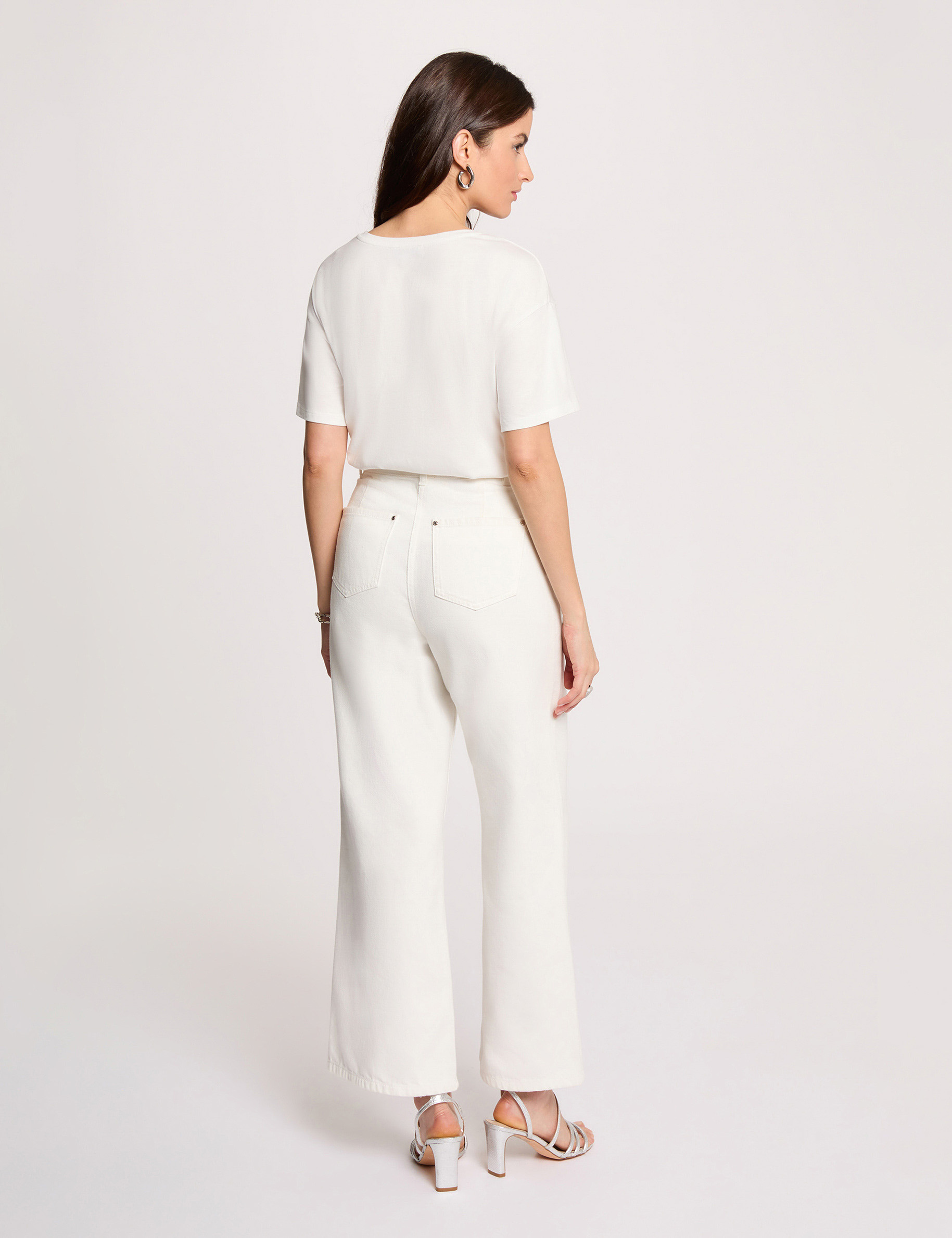 T-shirt droit col rond blanc femme