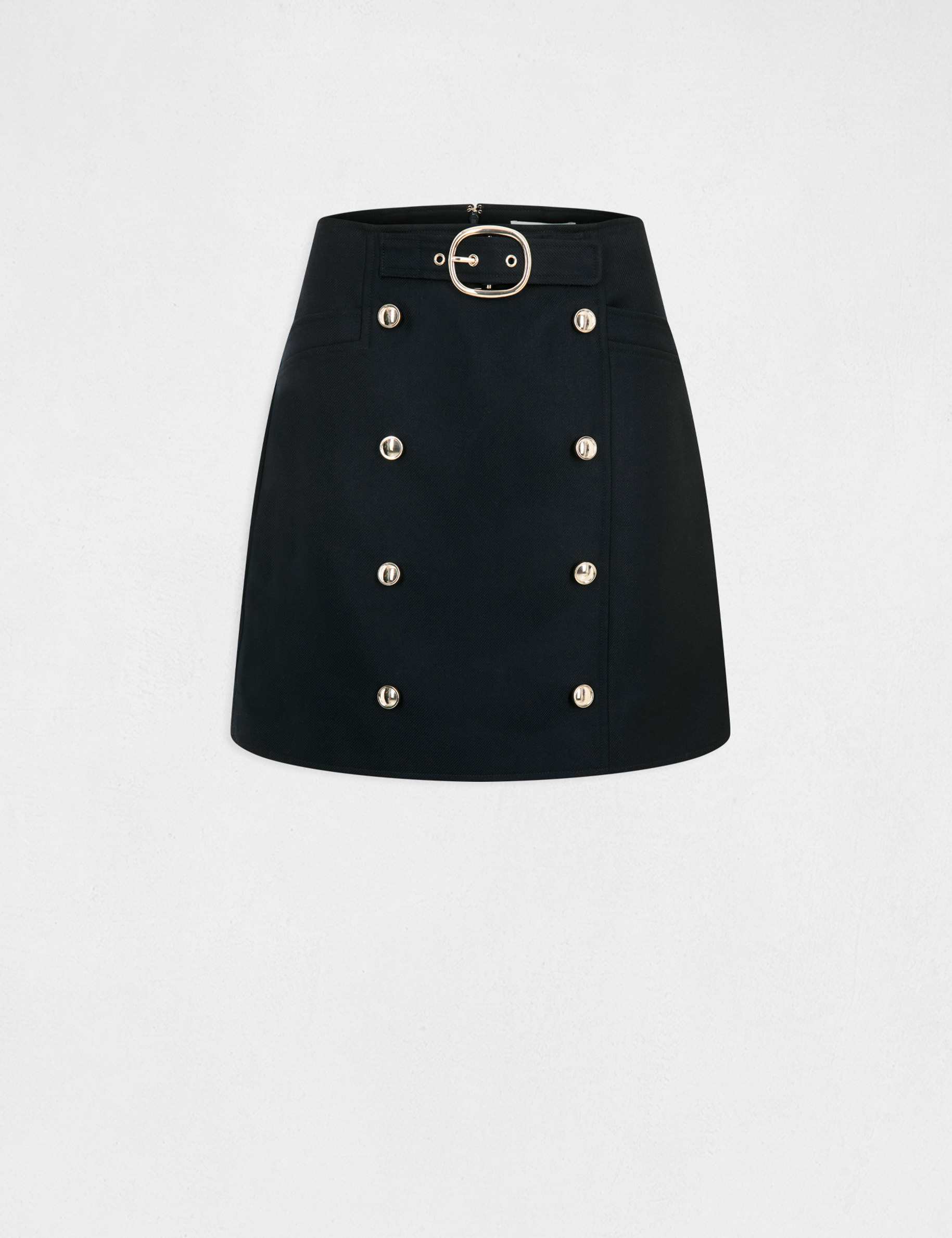 Jupe droite avec boutons et boucle marine femme Jupe droite avec boutons et boucle marine femme