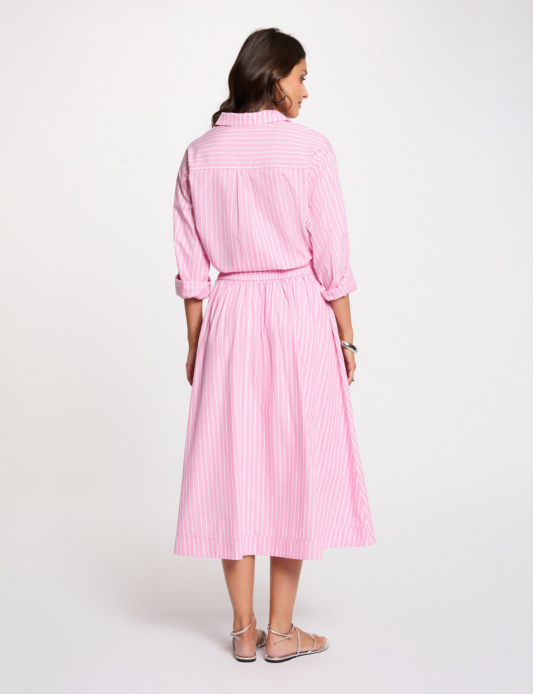 Chemise oversize &agrave; rayures rose femme