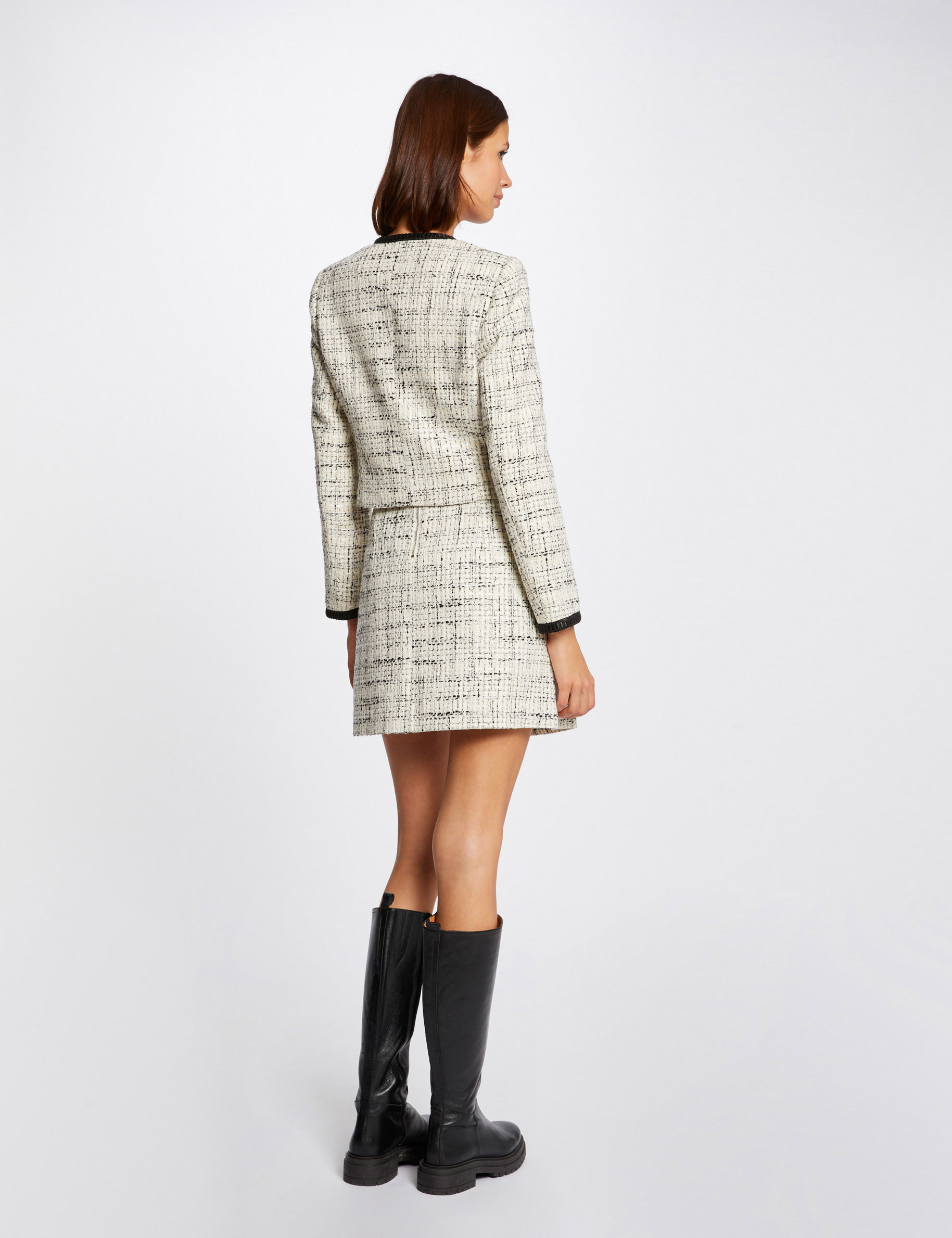 Veste droite avec col rond ecru femme