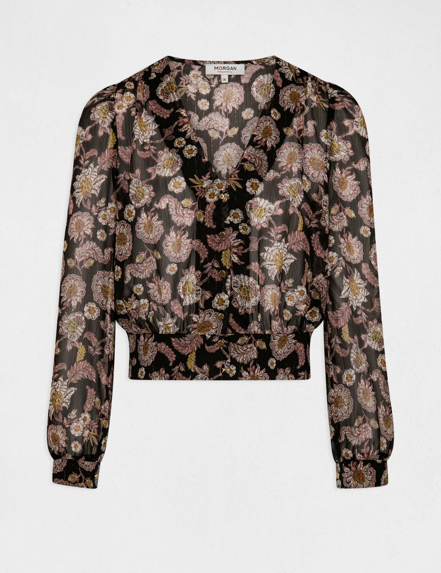 Chemise manches longues imprimé floral multico femme Chemise manches longues imprimé floral multico femme