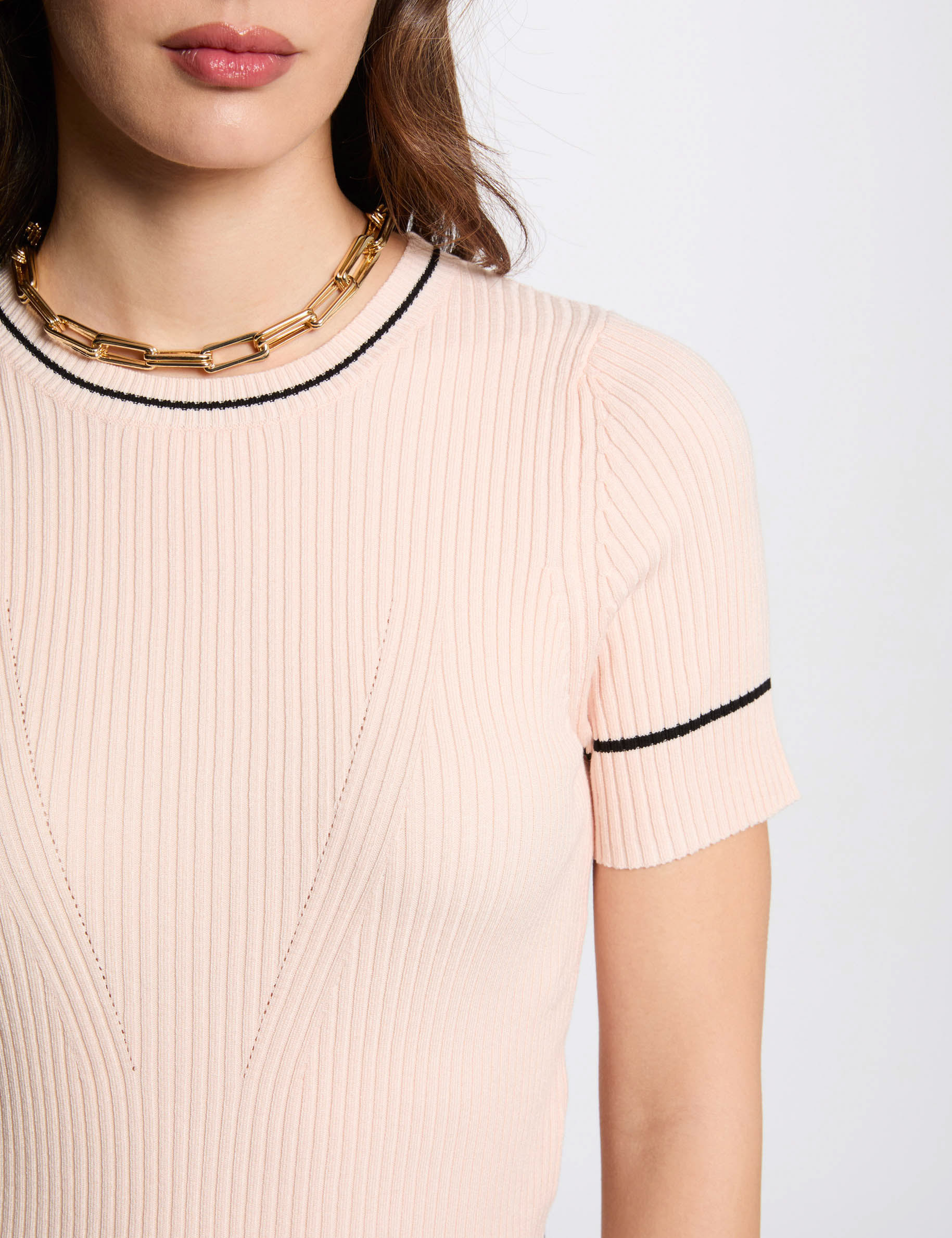 pull manches courtes rose clair femme Pull manches courtes rose clair femme