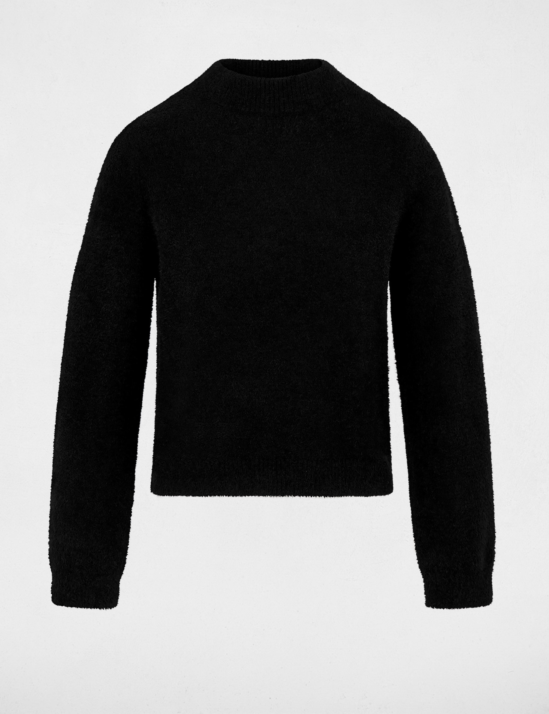 Pull col montant ajust&eacute; noir femme