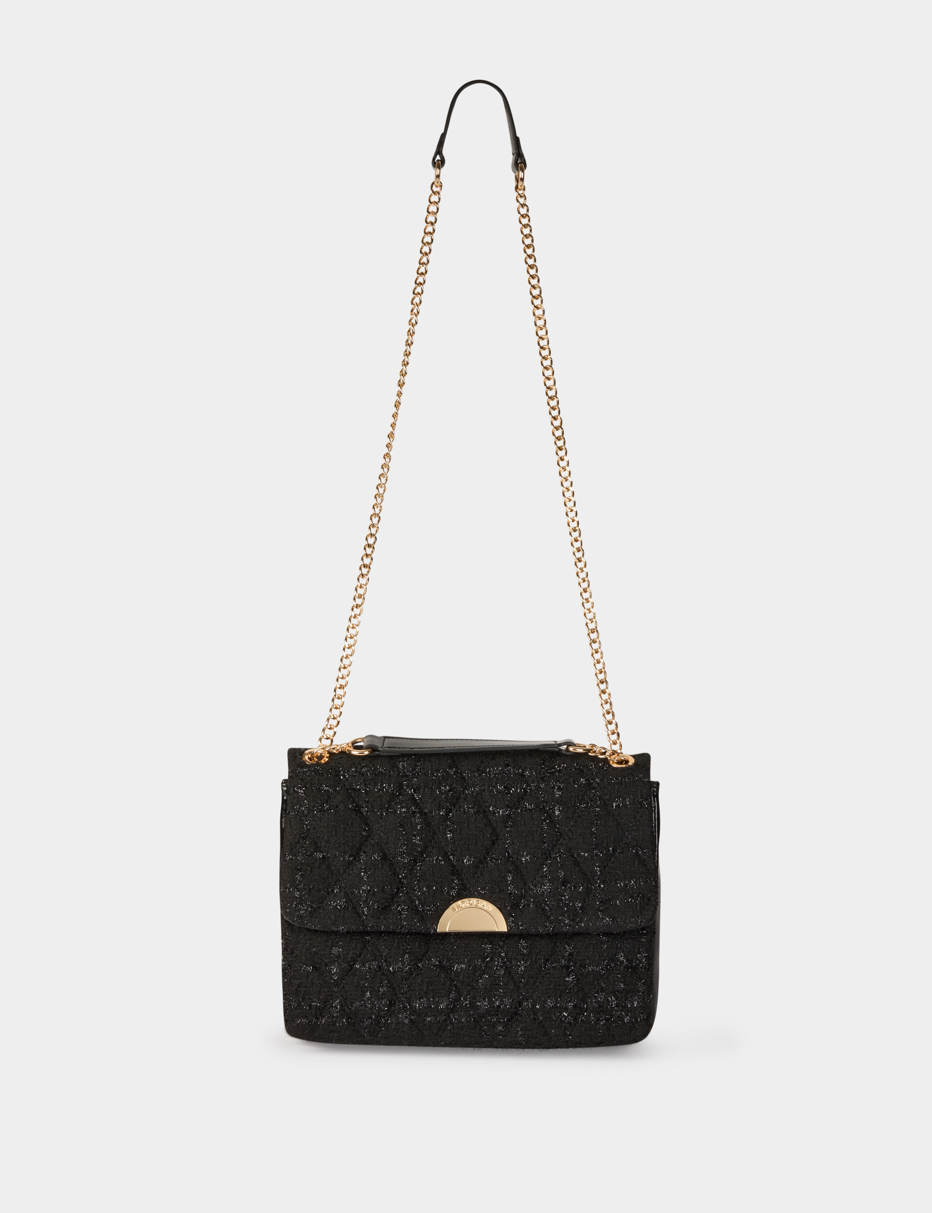 Sac tweed m&eacute;tallis&eacute; noir femme