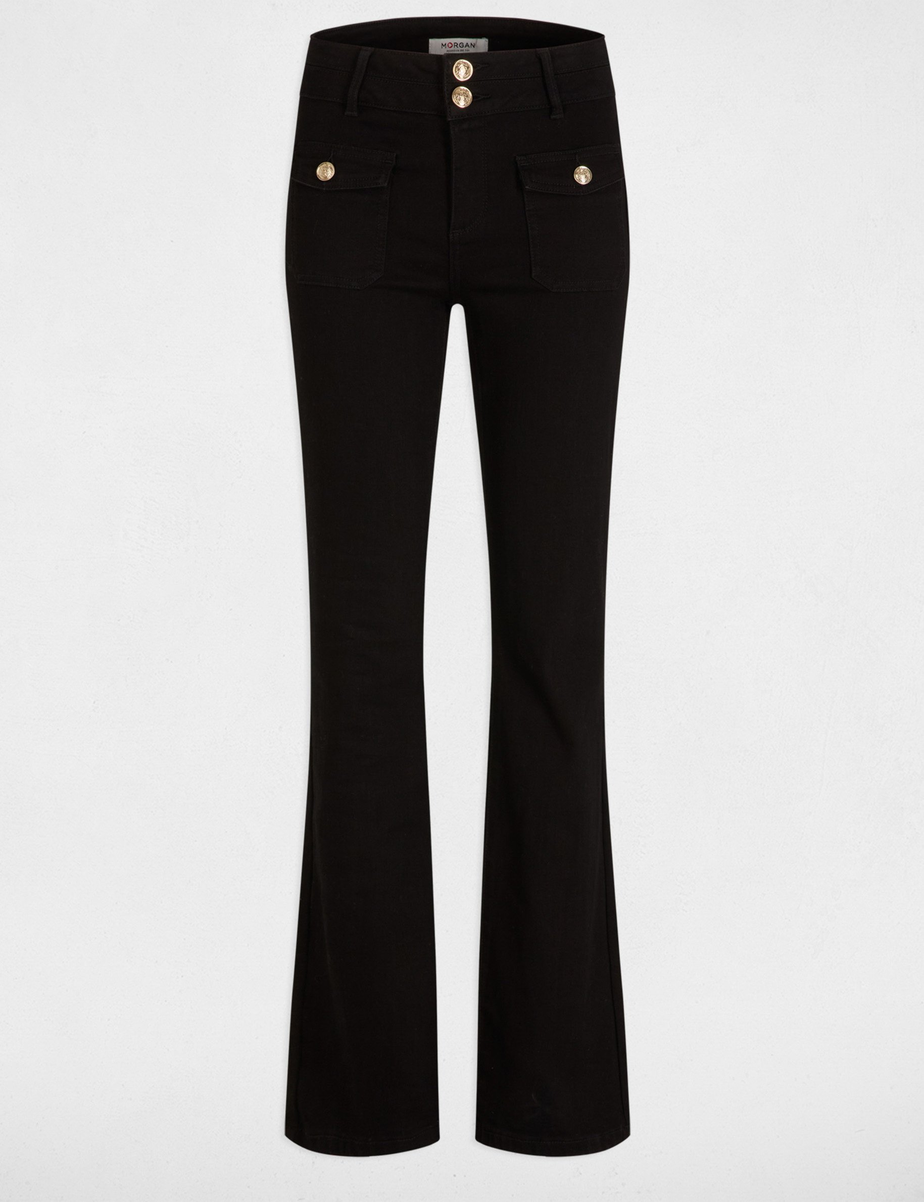 jeans bootcut poches a rabat noir femme Jeans bootcut poches à rabat noir femme