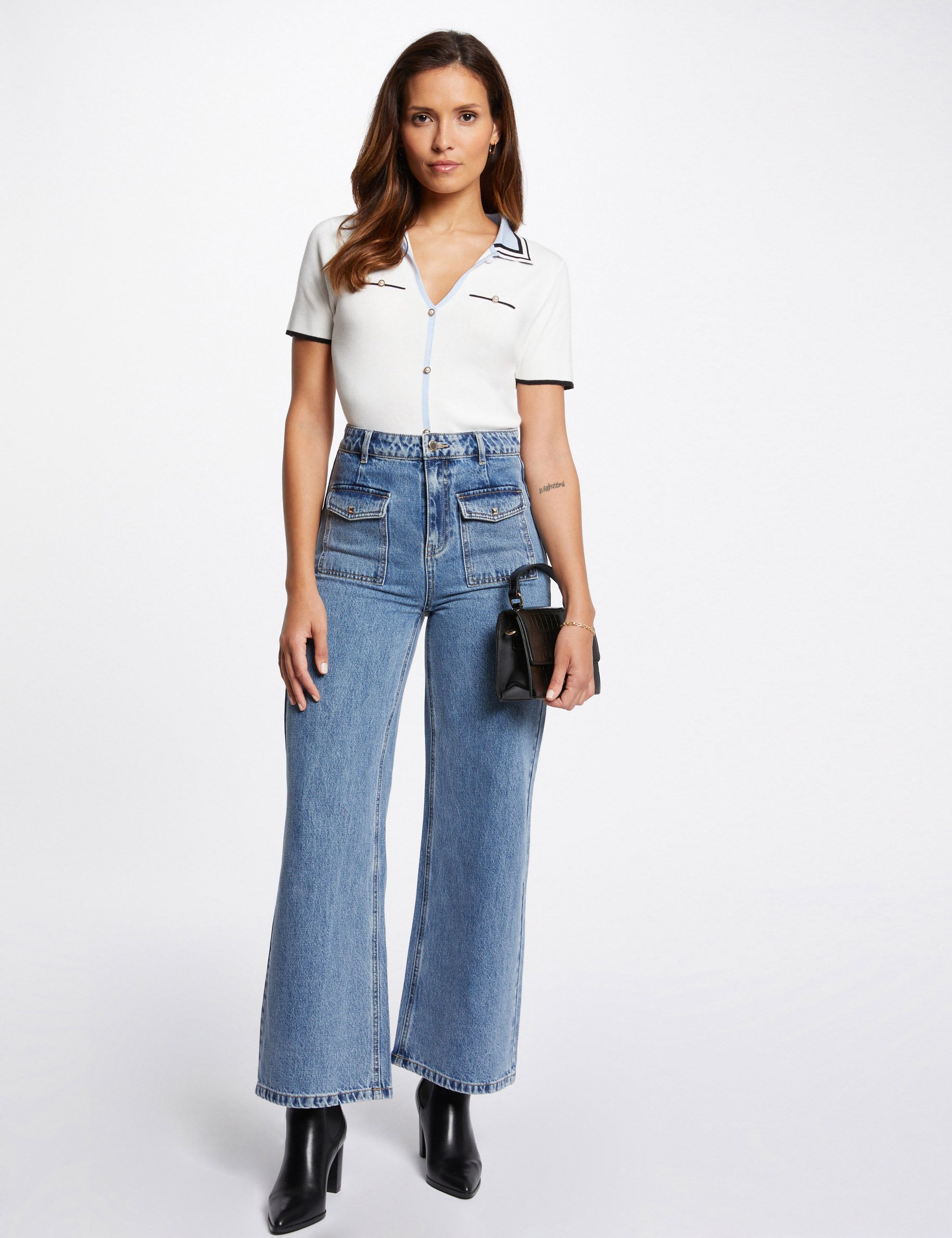 pull col polo manches courtes ivoire femme Pull col polo manches courtes ivoire femme