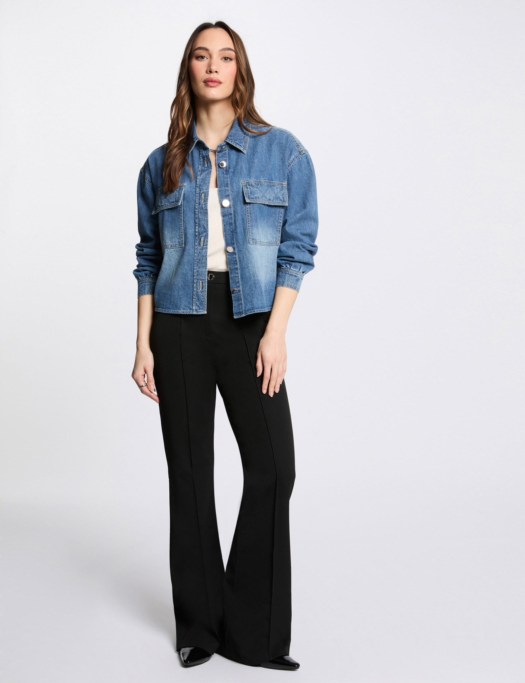 pantalon bootcut taille haute noir femme Pantalon bootcut taille haute noir femme