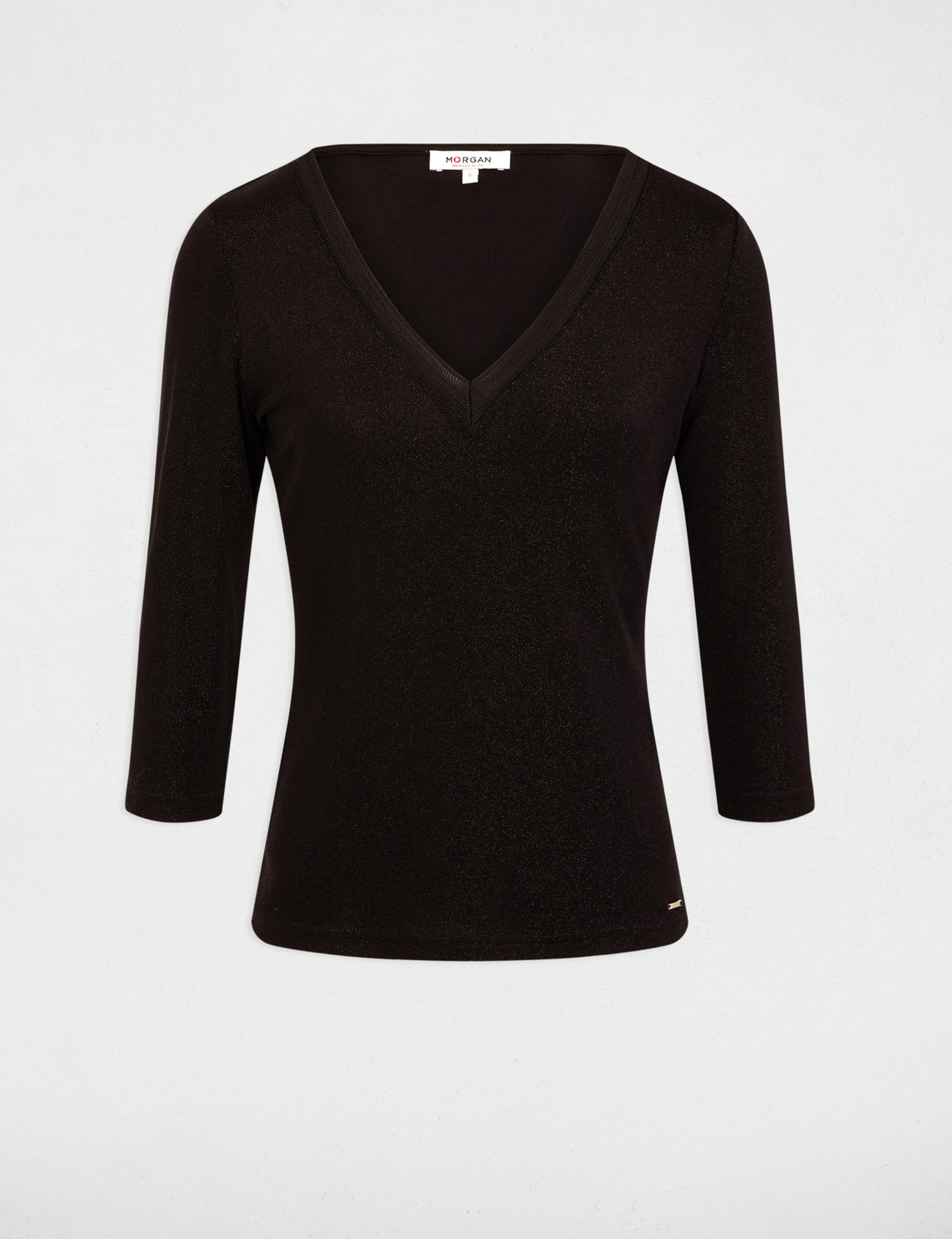 T-shirt manches 3/4 noir femme