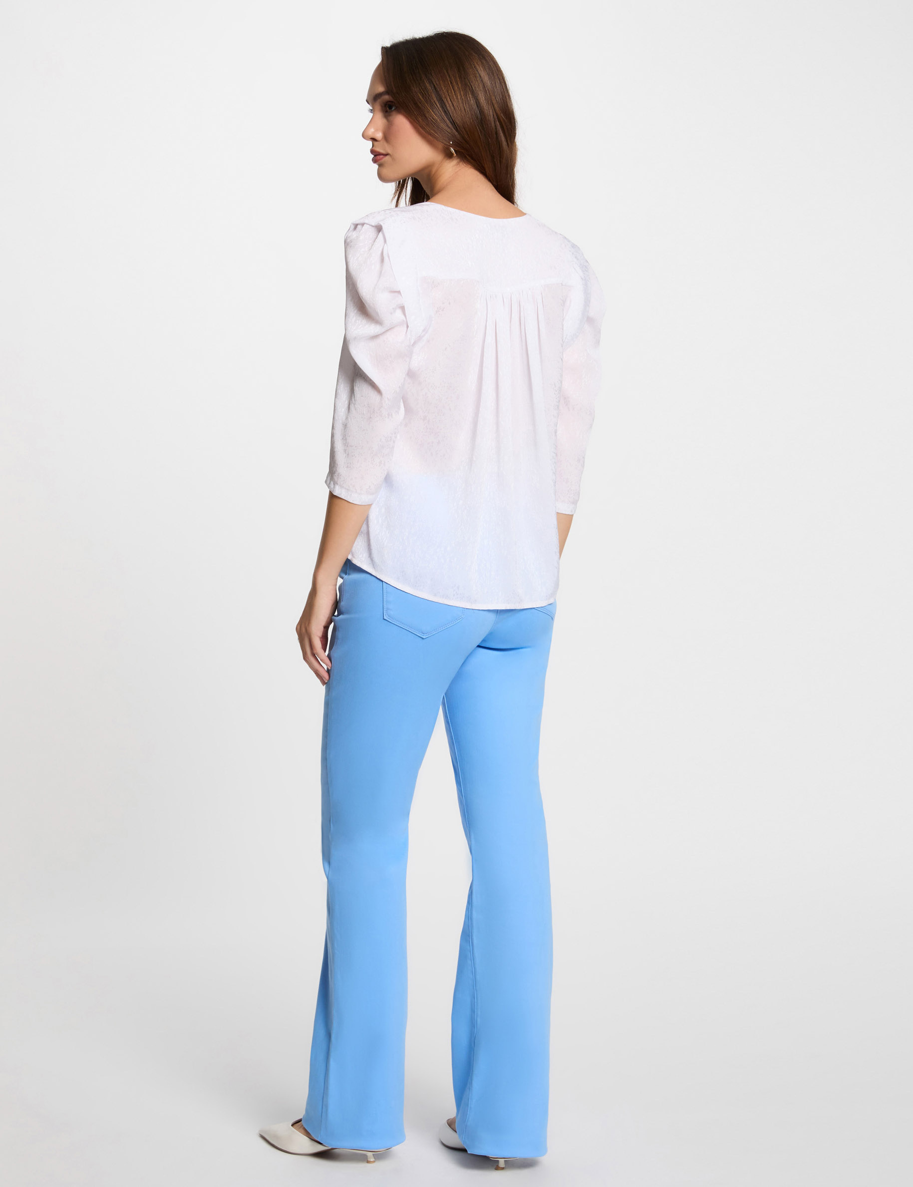 pantalon bootcut boutonne bleu femme Pantalon bootcut boutonné bleu femme