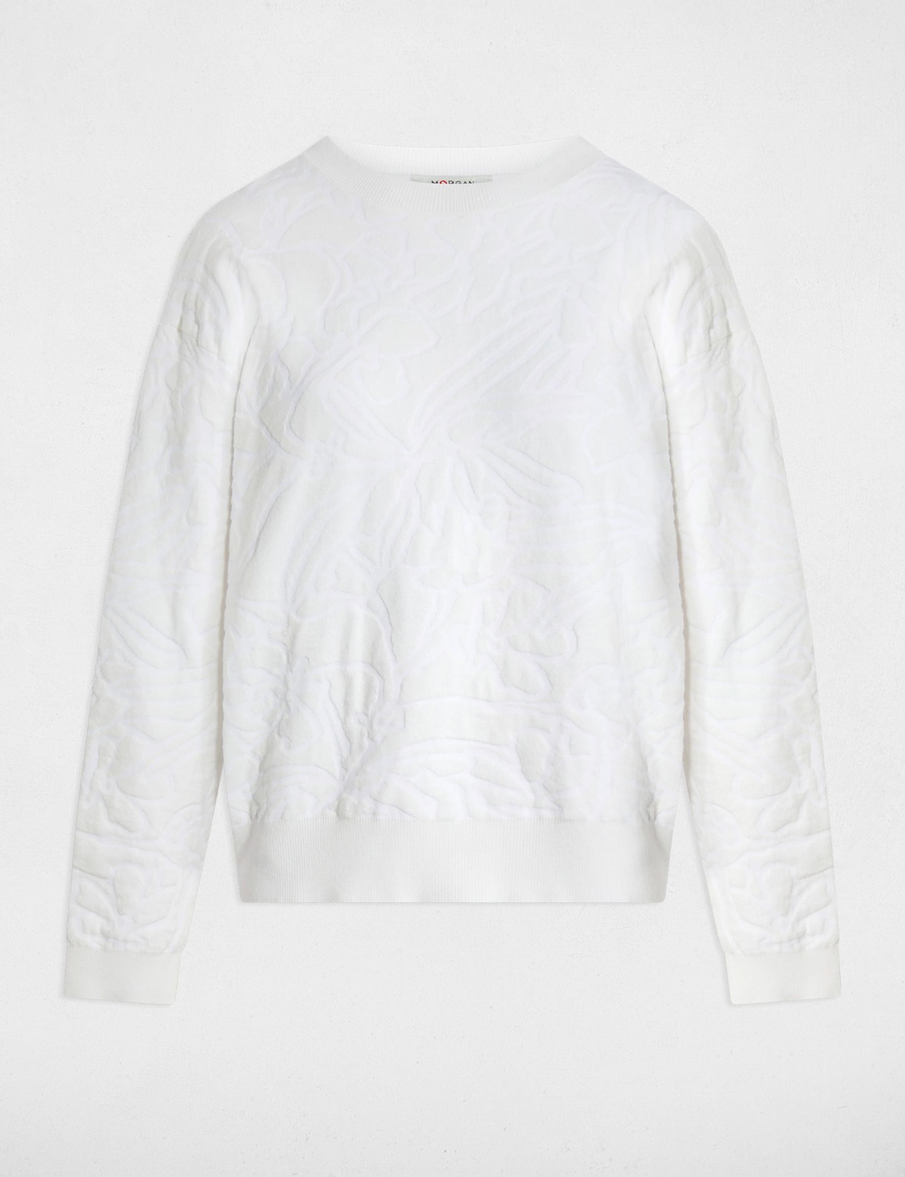 Pull col rond blanc femme