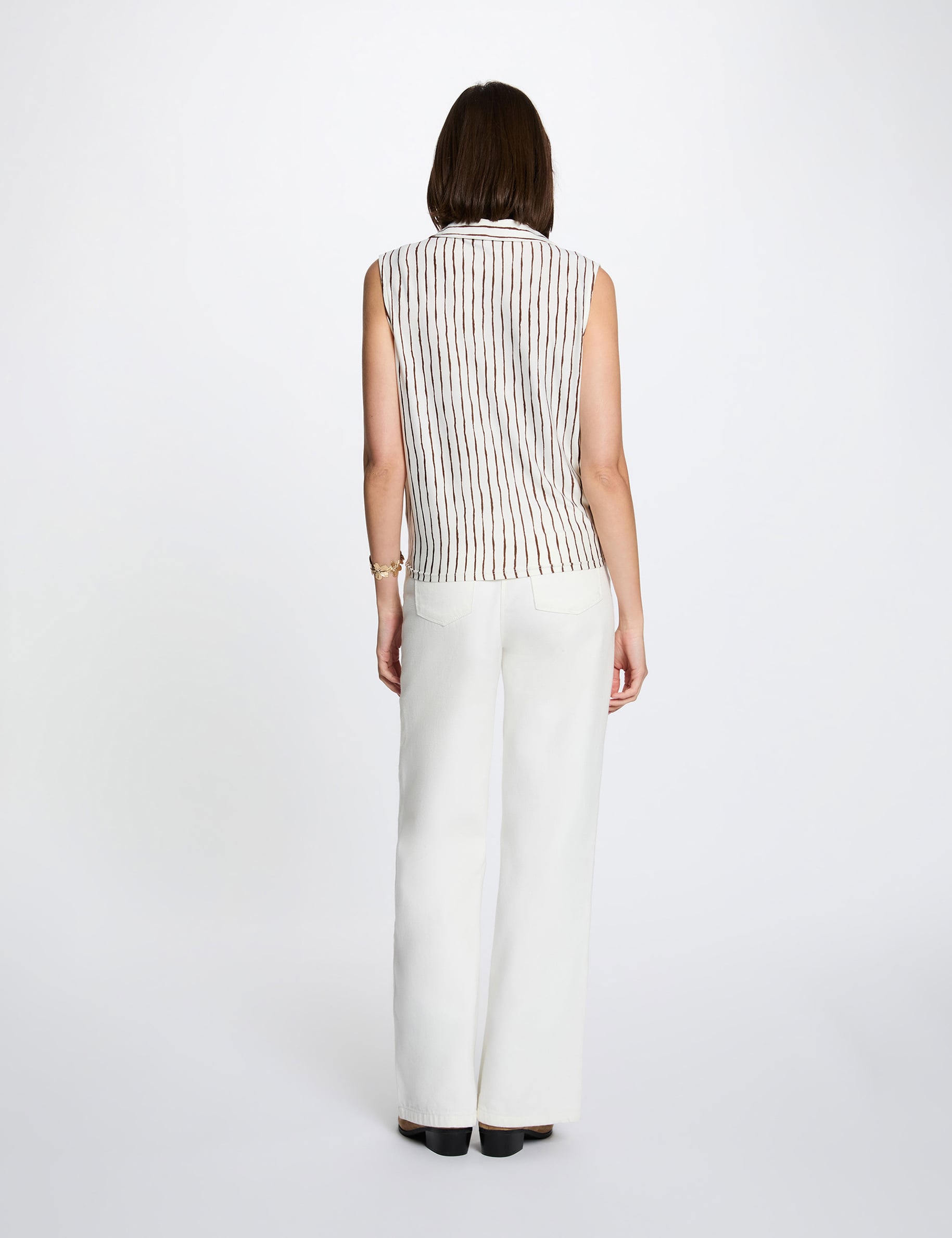 Chemise col &agrave; revers blanc femme