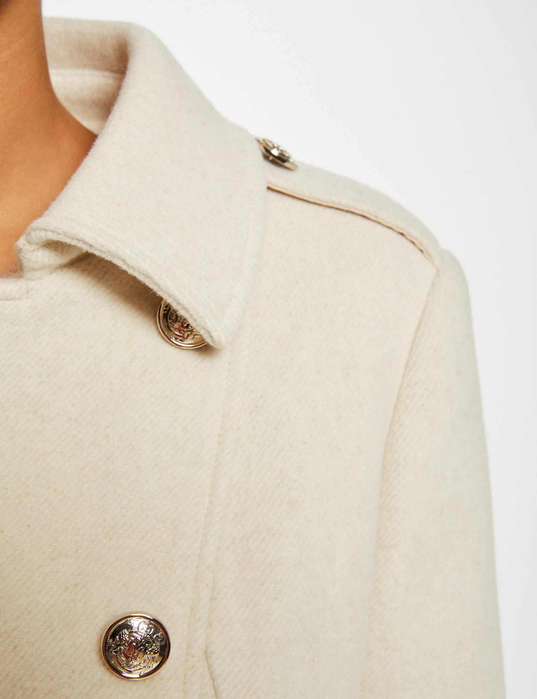 Manteau droit boutonné beige femme